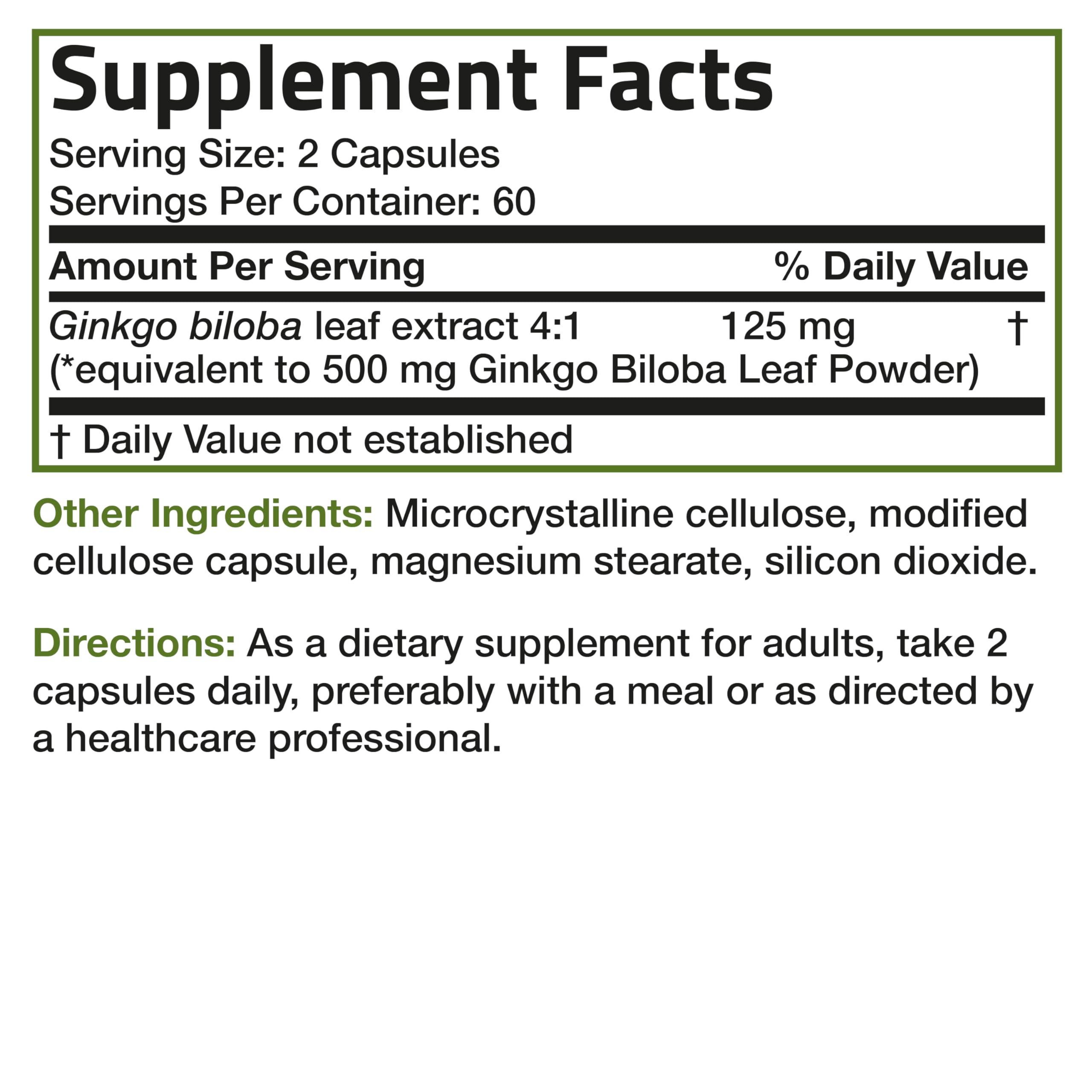 Bronson Ginkgo Biloba Extra Strength 125mg (4:1 Extract) Equivalent to 500mg Bronson uk supplements