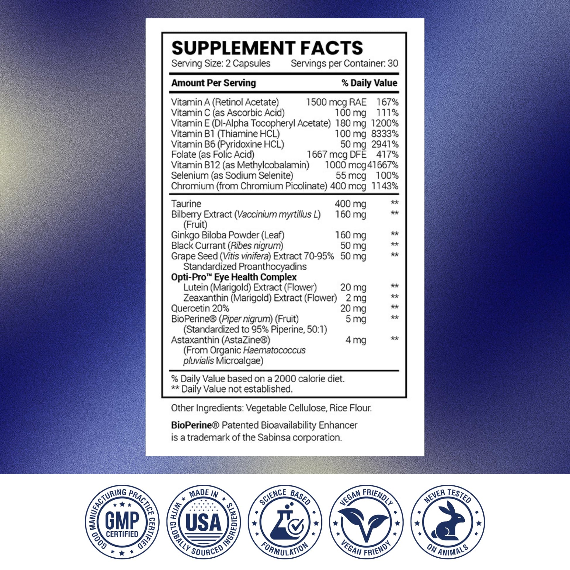Research Verified Eye Health - Nourish and Protect Eyes and Vision, Support Healthy Retina, Improve Blood Supply to Eyes - Vitamins A, B, C, and E - 360 Capsules - 6 Month Supply - Made in The USA Research Verified uk supplements