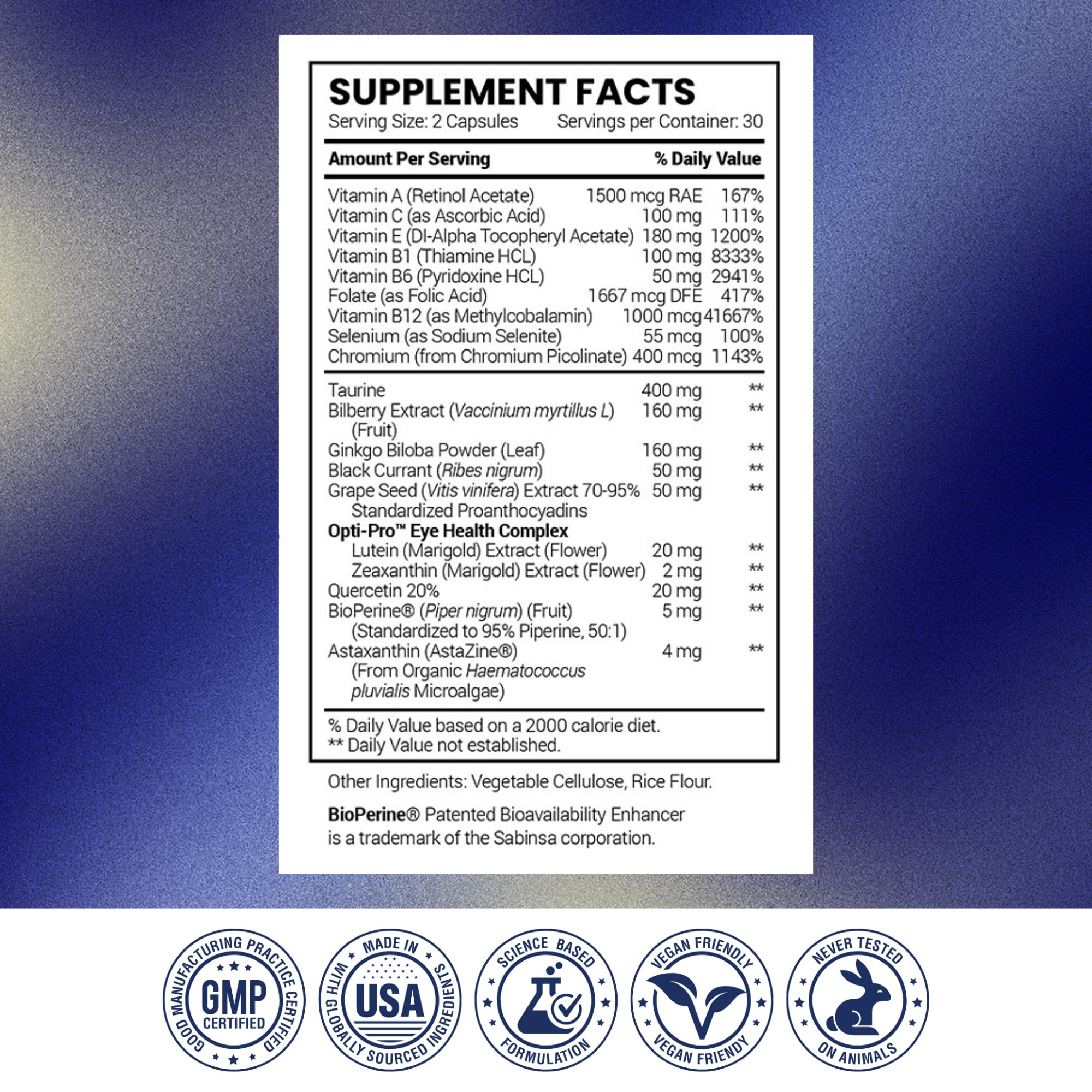 Research Verified Eye Health - Nourish and Protect Eyes and Vision, Support Healthy Retina, Improve Blood Supply to Eyes - Vitamins A, B, C, and E - 360 Capsules - 6 Month Supply - Made in The USA Research Verified uk supplements