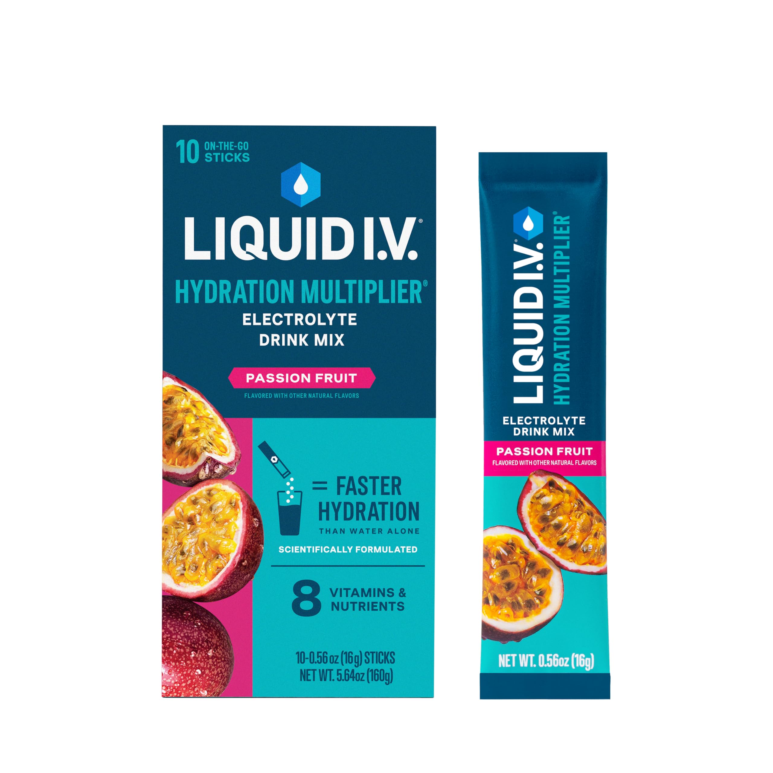 Liquid I.V.® Hydration Multiplier - Passion Fruit | Electrolyte Powder Drink Mix | 1 Pack (10 Servings) Liquid I.V. uk supplements