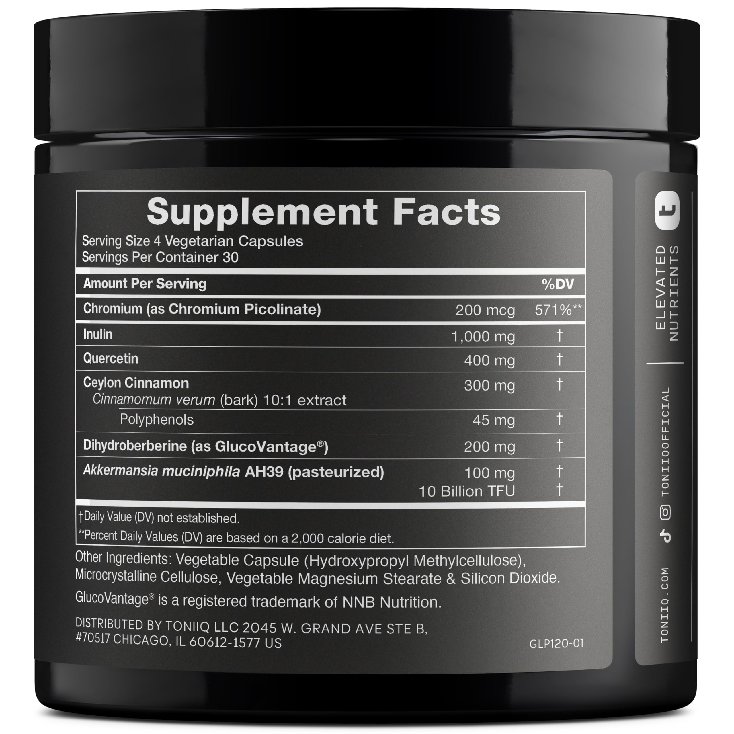 Toniiq GLP-1 Support — with Clinically Studied, Patented GlucoVantage® Dihydroberberine and Akkermansia — Appetite and Fullness Support — 120 Capsules (60-Day Supply) Toniiq uk supplements