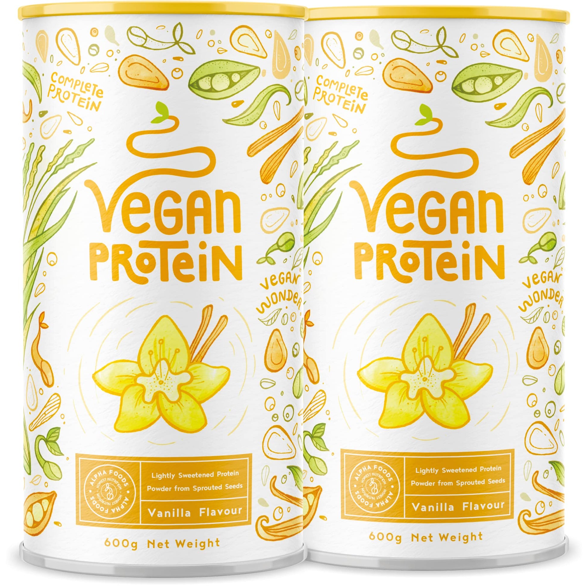 Vegan Protein Powder Vanilla - 1.2kg(80 servings) - 100% Plant Based Protein Powders Alpha Foods uk supplements