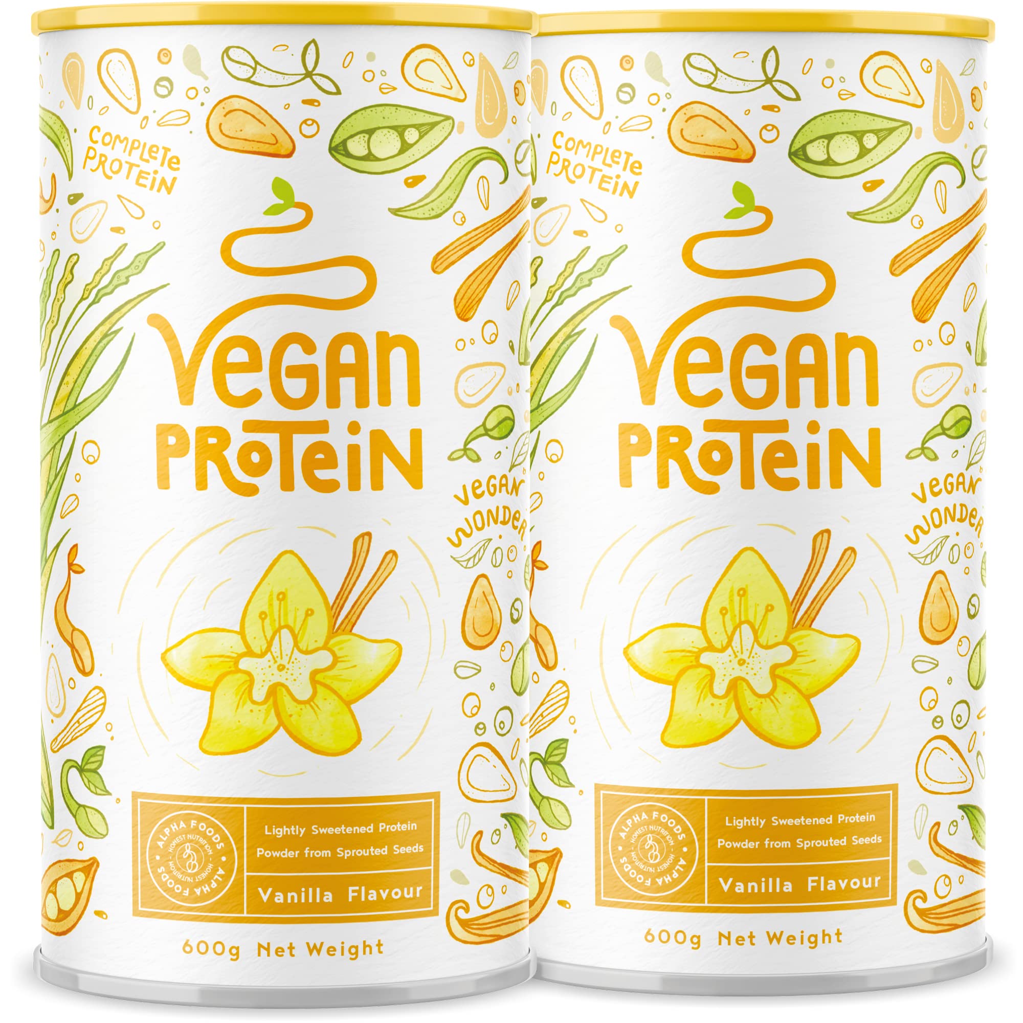 Vegan Protein Powder Vanilla - 1.2kg(80 servings) - 100% Plant Based Protein Powders Alpha Foods uk supplements