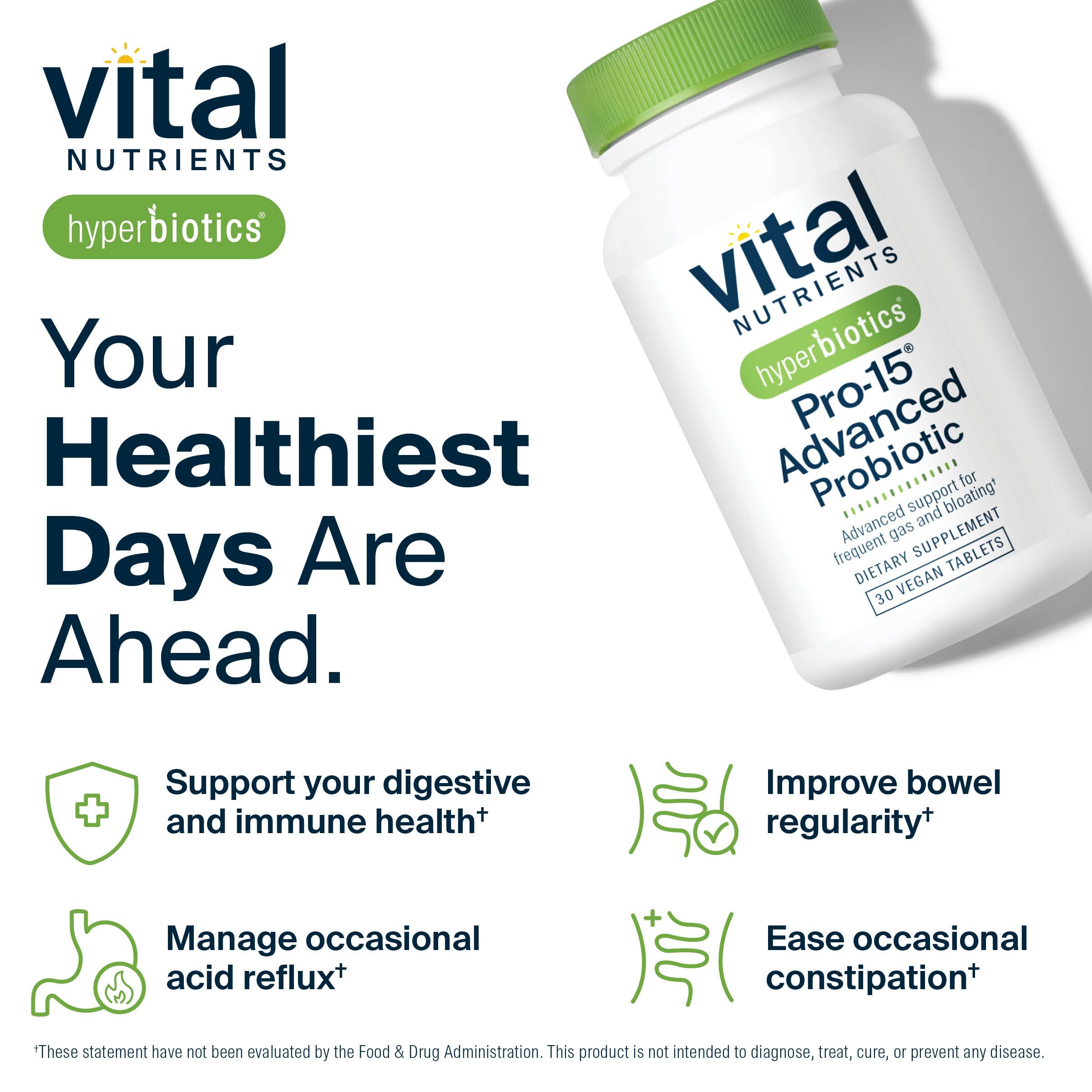 Hyperbiotics Vital Nutrients Pro-15 Advanced Probiotics for Women and Men | 15 Strains + Kiwifruit | Clinically Studied Daily Probiotics for Digestive Health, Gas, & Bloating | 30 Vegan Tablets Hyperbiotics uk supplements