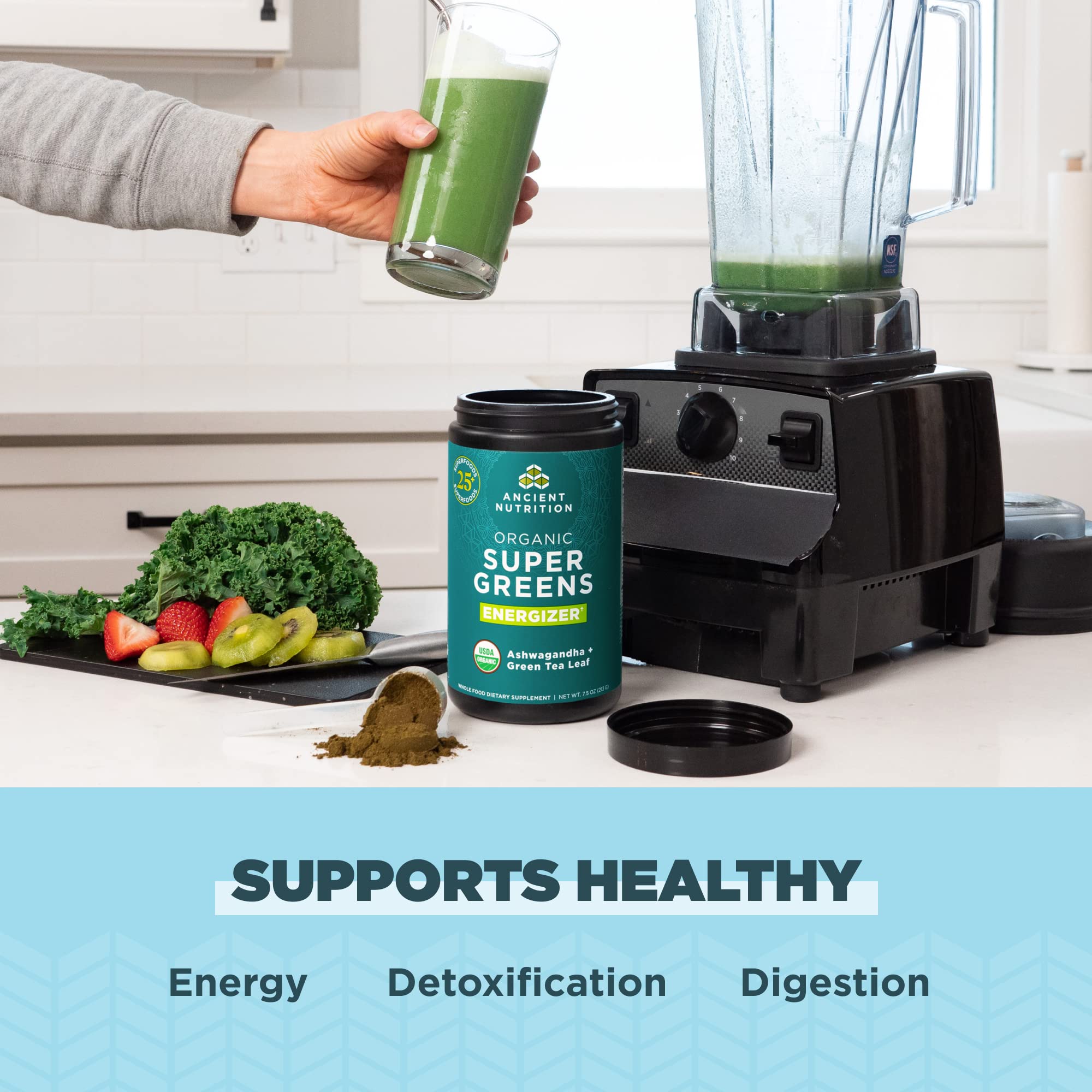 Ancient Nutrition Supergreens Energizer Powder, Organic Superfood Powder with Caffeine Ancient Nutrition uk supplements