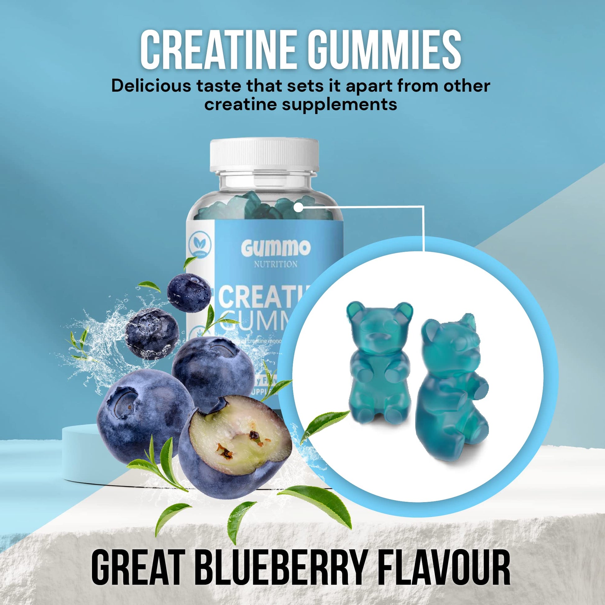 Creatine Monohydrate Gummies 4000mg for Men & Women - 60 Chewable Creatine GUMMO NUTRITION uk supplements