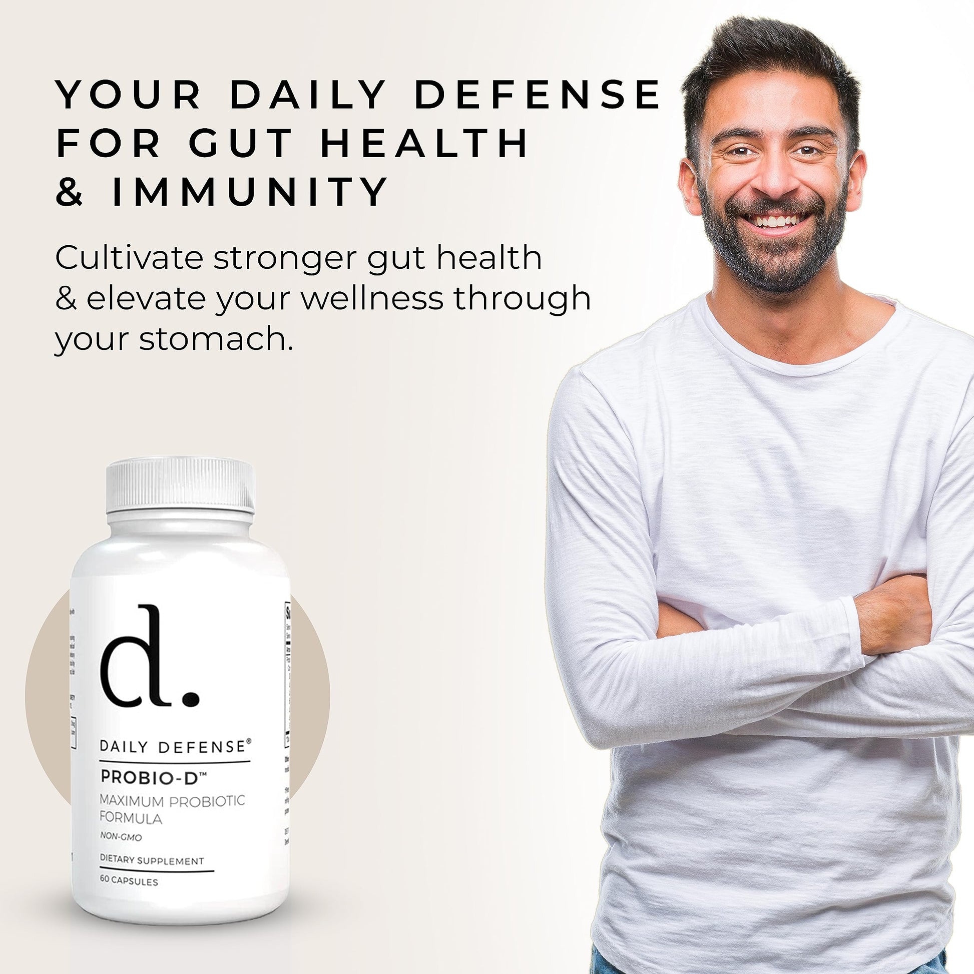Daily Defense Probiotic Immune Support Supplement - Daily Probiotics for Men with Constipation & Gas - Digestion and Bloating Supplement & Probiotics for Women - 60 Capsules, PROBIO-D Daily Defense uk supplements