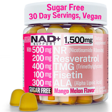 1500mg NAD+ Sugar Free Gummies | NAD + Plus NR TMG ALA Trans-Resveratrol Fisetin Supplements | Nicotinamide Riboside Trimethylglycine Alpha Lipoic Acid Betaine Pills Capsules Tincture Supplement Alt SHIZAM uk supplements