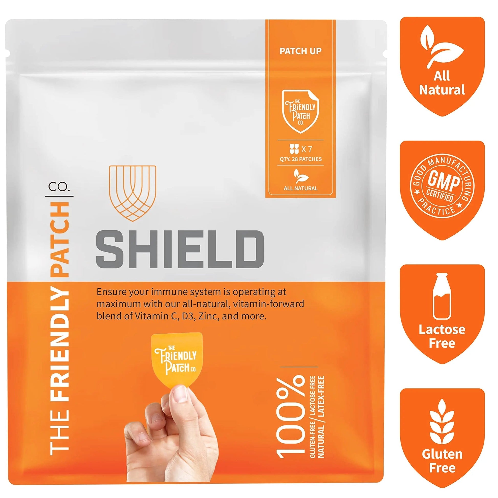 The Friendly Patch Shield Immunity Support Patch | Wearable Immune Boosters for Adults with Vitamin D3, C and Zinc The Friendly Patch CO. uk supplements