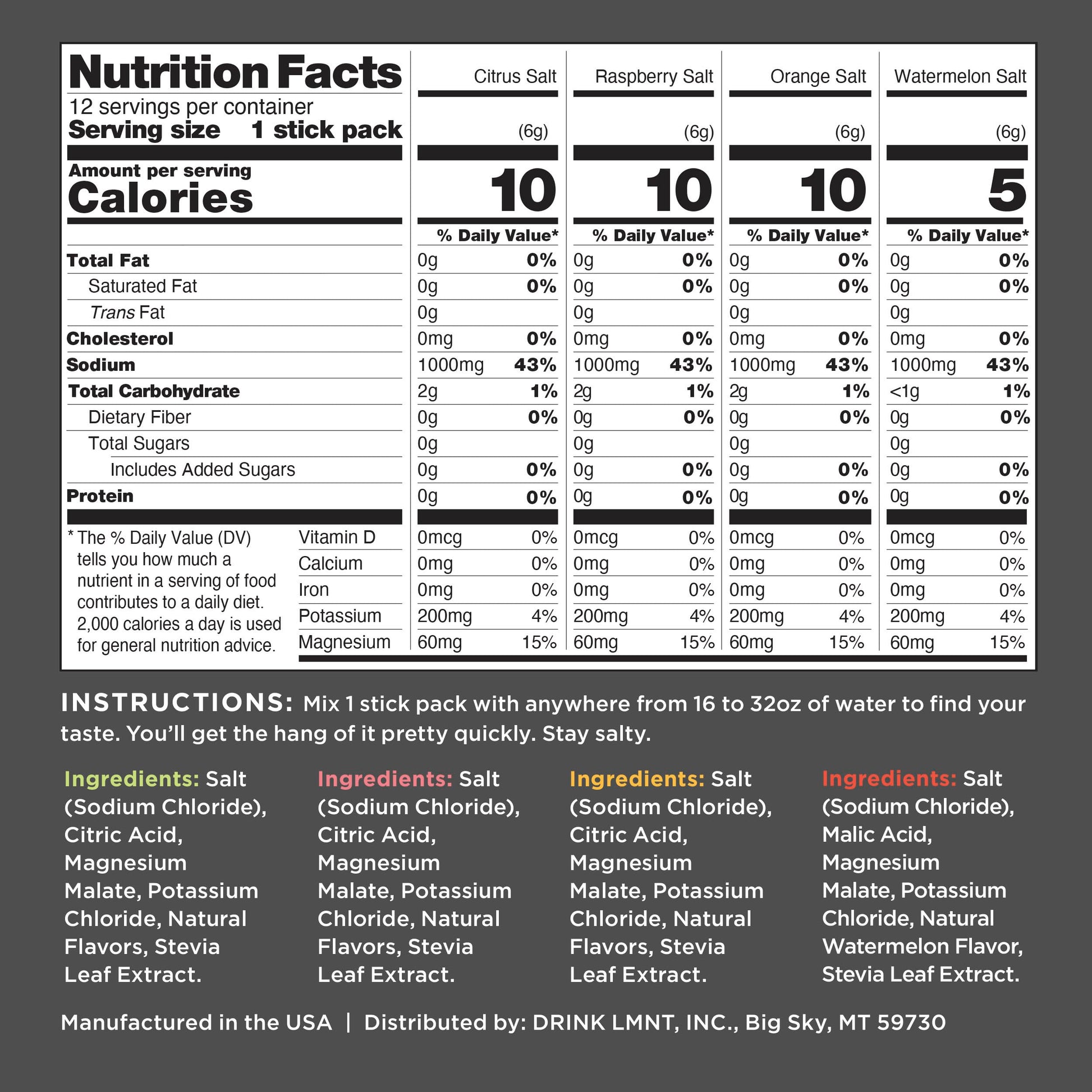 LMNT Zero Sugar Electrolytes - Variety Pack | Drink Mix | 12-Count Drink LMNT uk supplements