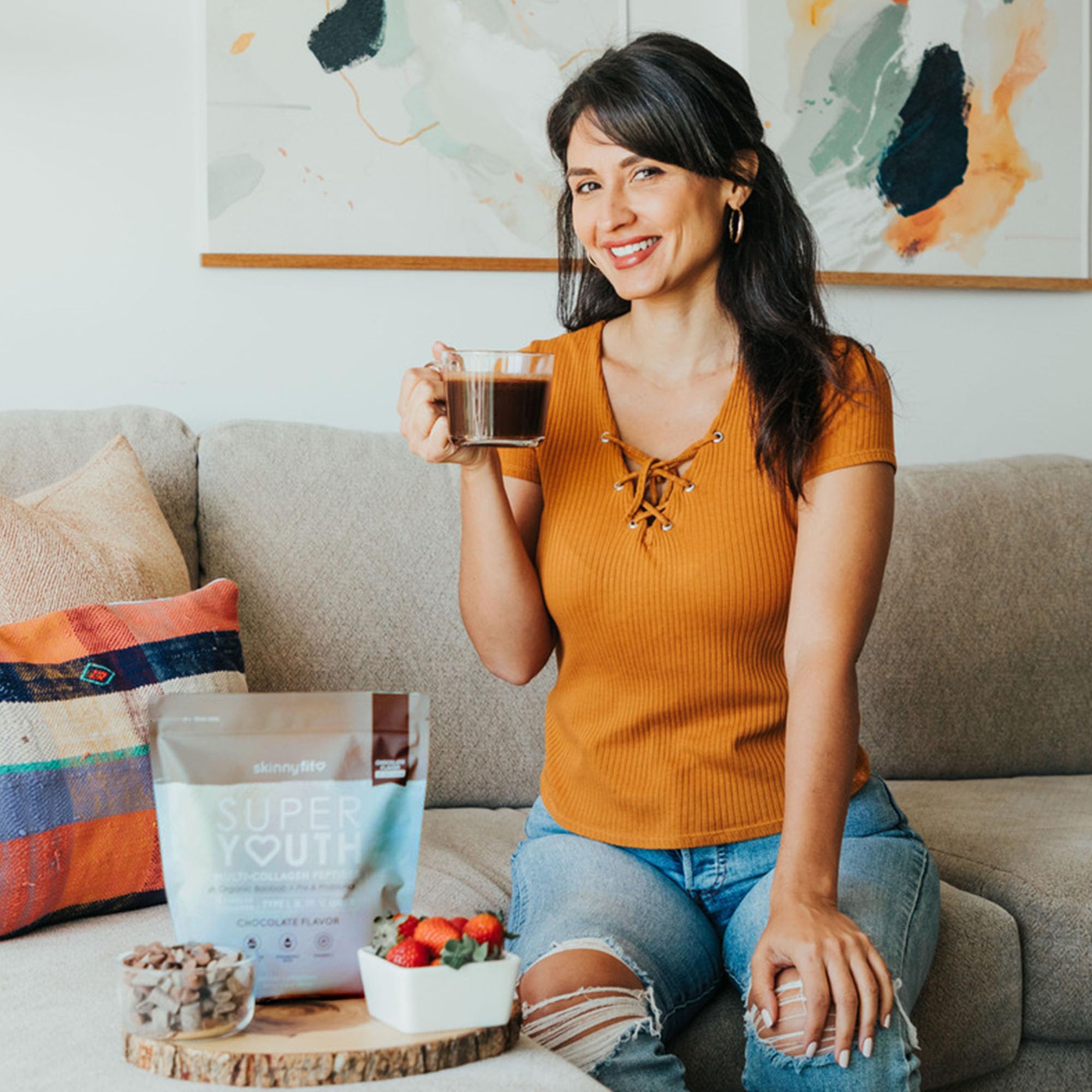 SkinnyFit Super Youth Chocolate Multi-Collagen Peptides + Probiotics, Baobab Fiber SkinnyFit uk supplements