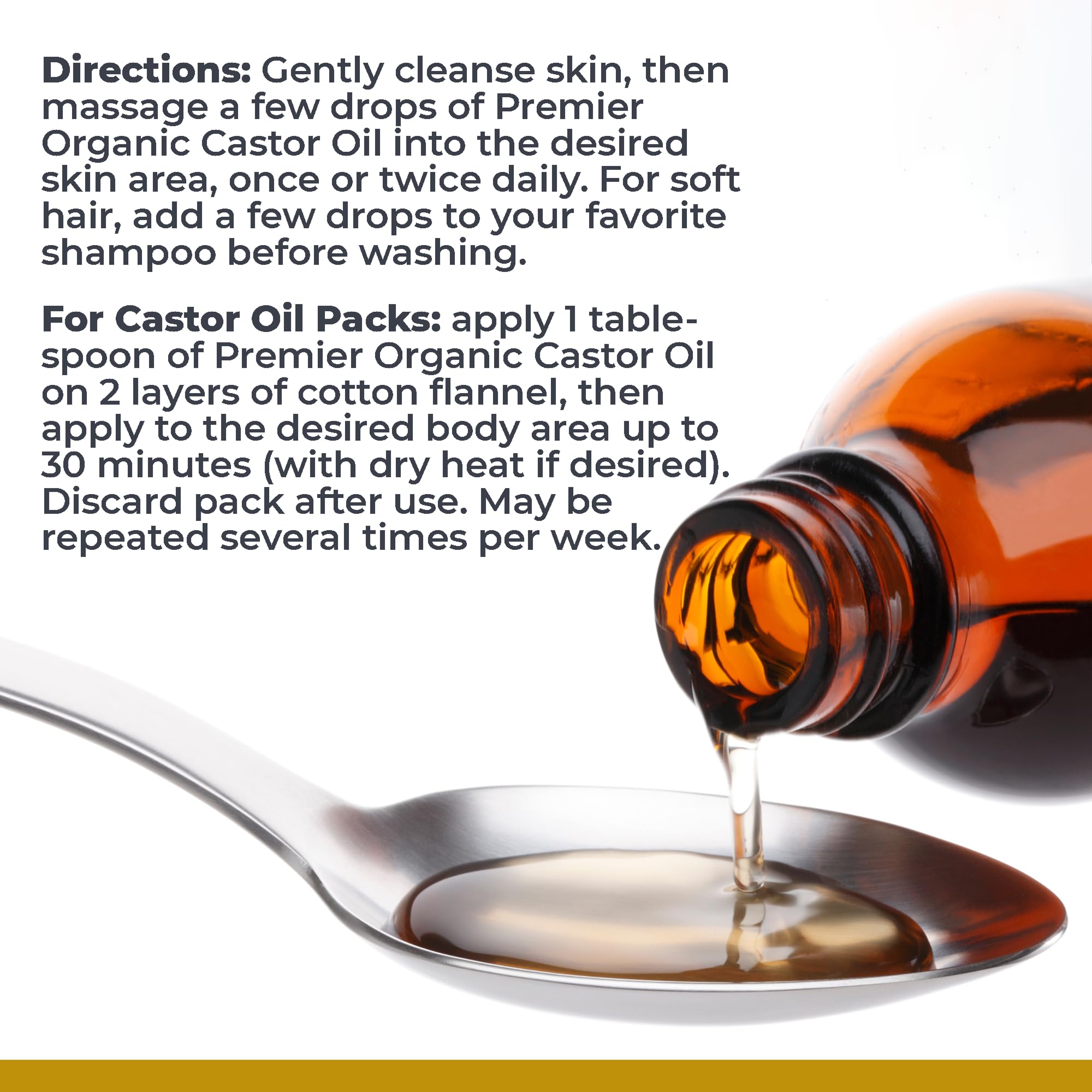 Premier Research Labs Organic Castor Oil for Face - Cold Pressed 100% Pure Castor Oil for Hair Growth, Skin & Body, Hexane Free - 8 Oz Bottle Premier Research Labs uk supplements