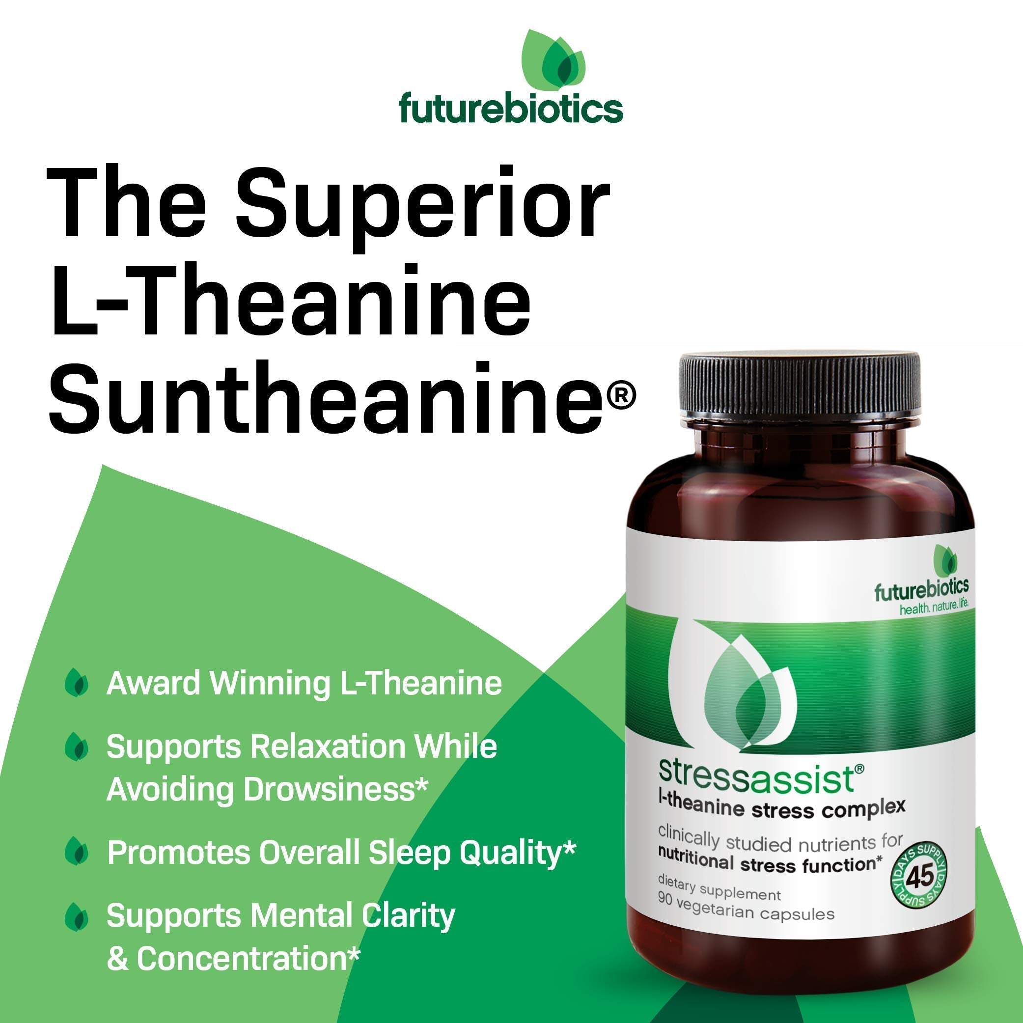 Futurebiotics Stressassist L-theanine Ashwagandha and Rhodiola Rosea Stress Complex - Natural Nutritional Stress Function, 90 Vegetarian Capsules Futurebiotics uk supplements