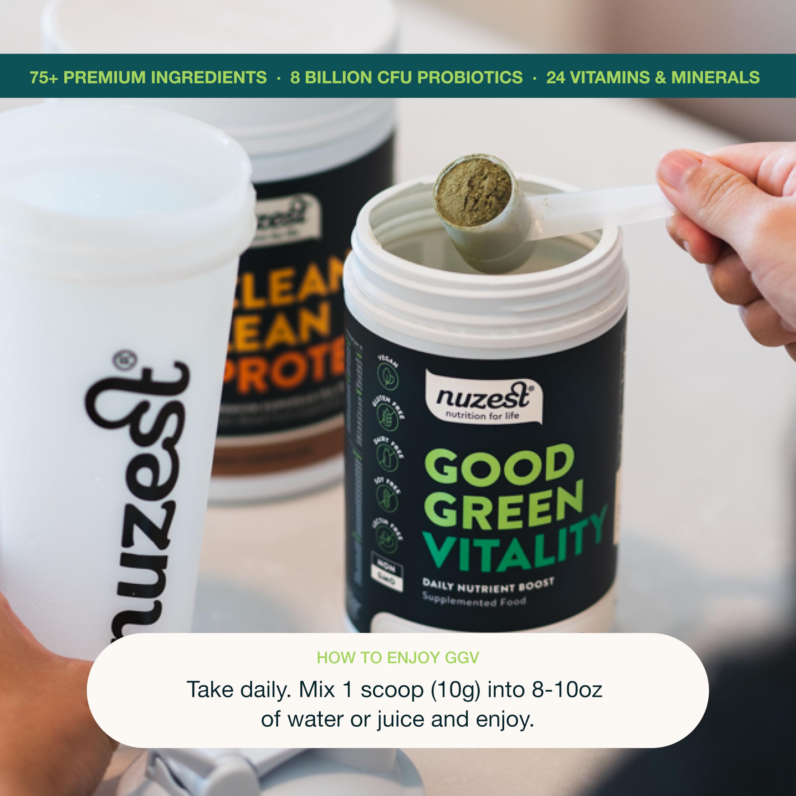 Nuzest Greens Powder Good Green Vitality – Vitamins, Minerals & Superfoods – Vegan Multivitamin Supplement (300g) Nuzest uk supplements