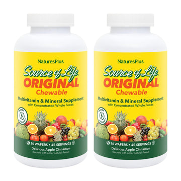 Natures Plus Source of Life Adult’s Chewable, Apple Cinnamon - 90 Wafers, Pack of 2 - Multi-Vitamin & Mineral Supplement - Gluten Free, Vegetarian - 90 Total Servings NaturesPlus uk supplements