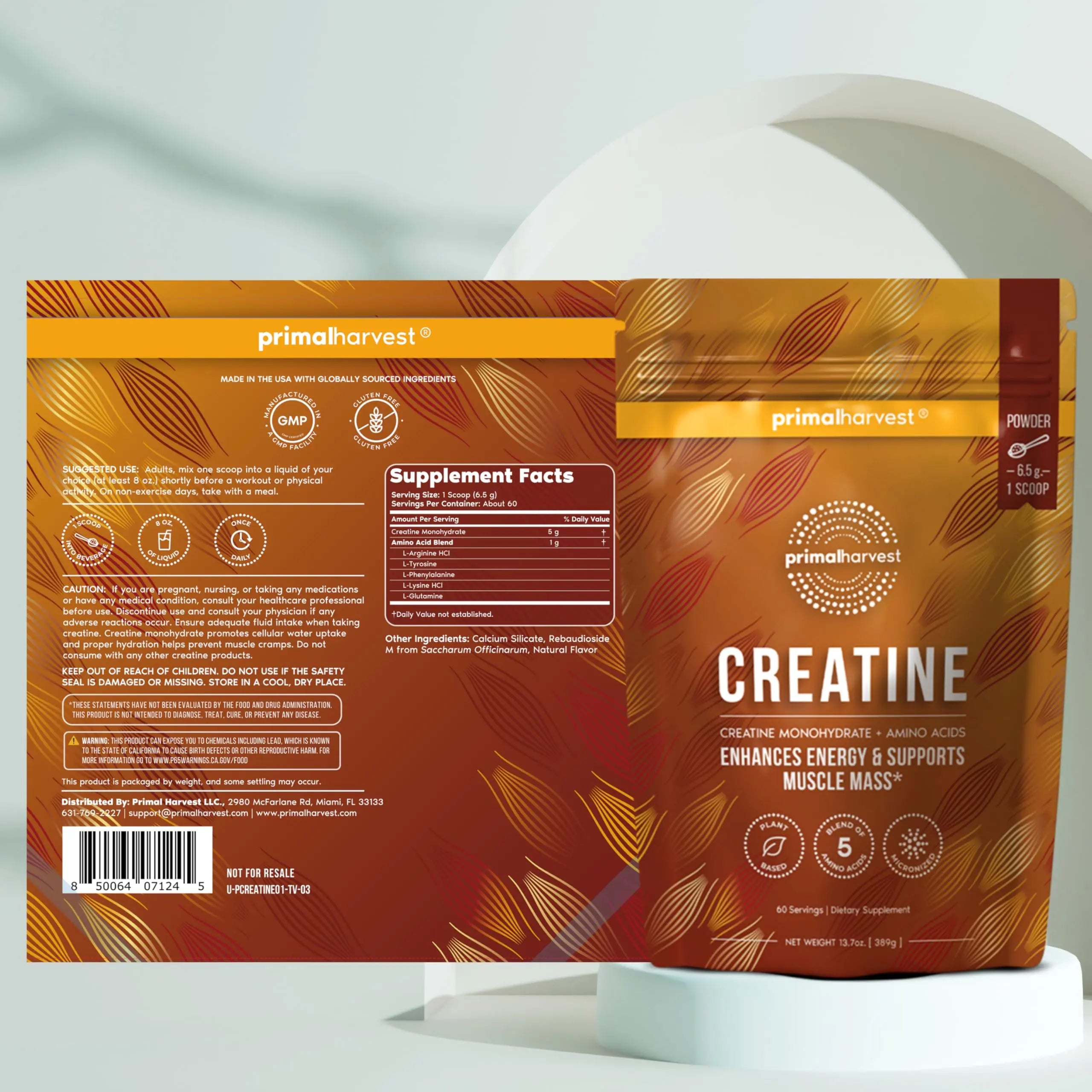 Primal Harvest Creatine Powder Supplement for Men and Women's Fitness, Workouts, and Muscle Growth, to Help Promote Recovery, Strength, Energy, and Endurance (1) Primal Harvest uk supplements