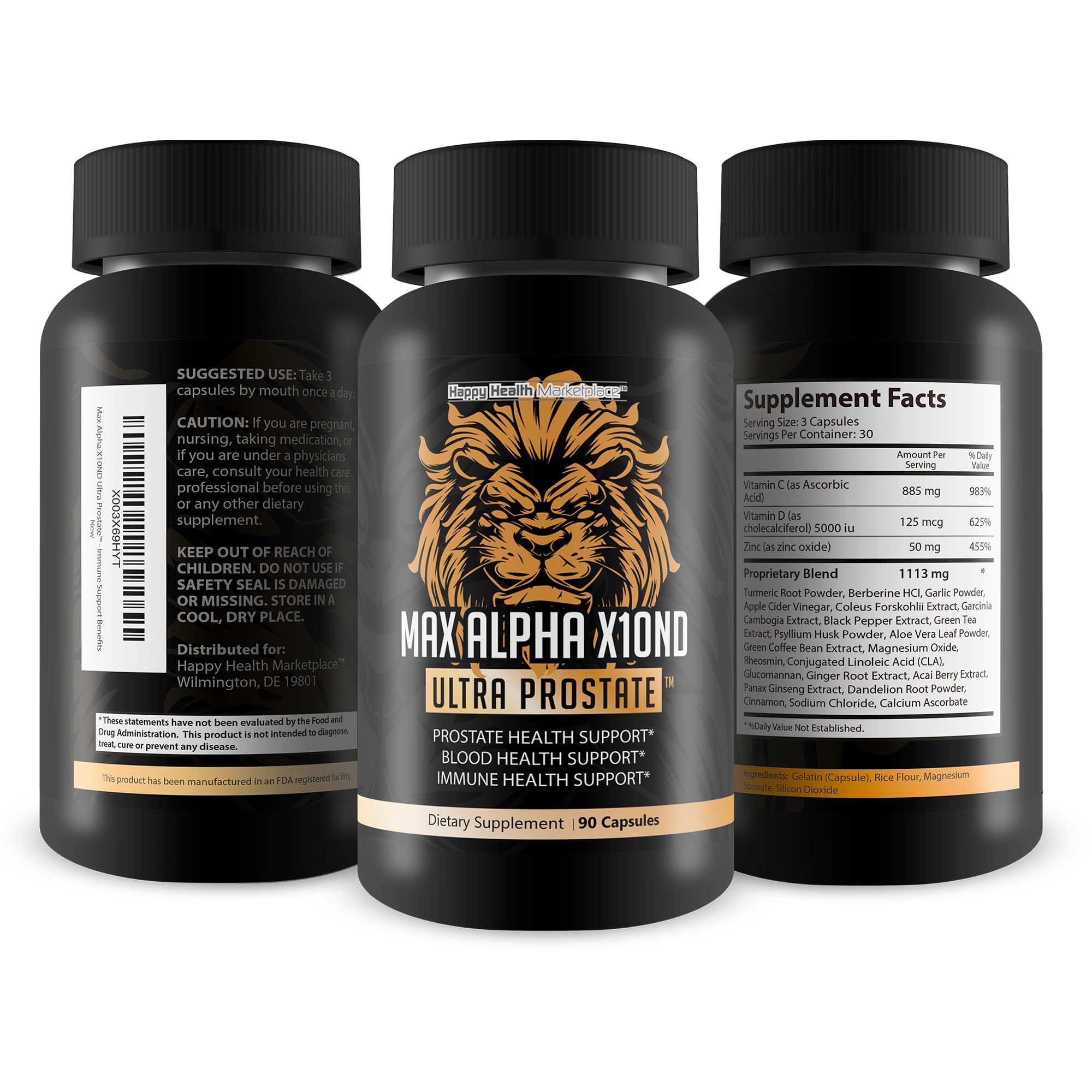 Max Alpha X10ND Ultra Prostate - T Prostate Support for Men - Promote Energy & Endurance - Blood Flow Support for Prostate Health with Vitamin D, Ginseng, Green Tea, & Zinc - Immune Support Benefits Happy Health Marketplace uk supplements