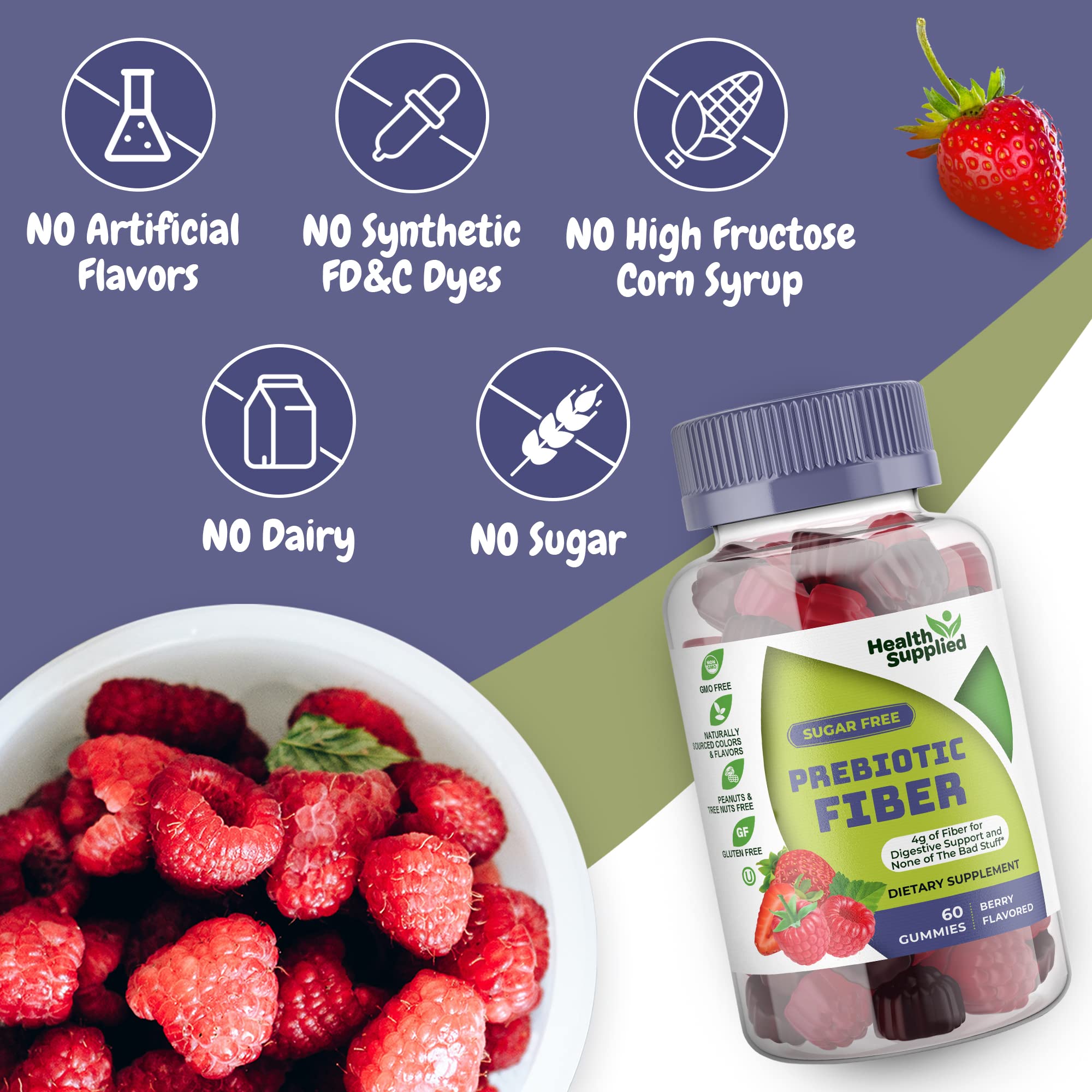 Fiber Prebiotic Gummies Sugar Free, Keto Friendly | Gut Cleansing, Digestive Health Regularity Health Supplied uk supplements