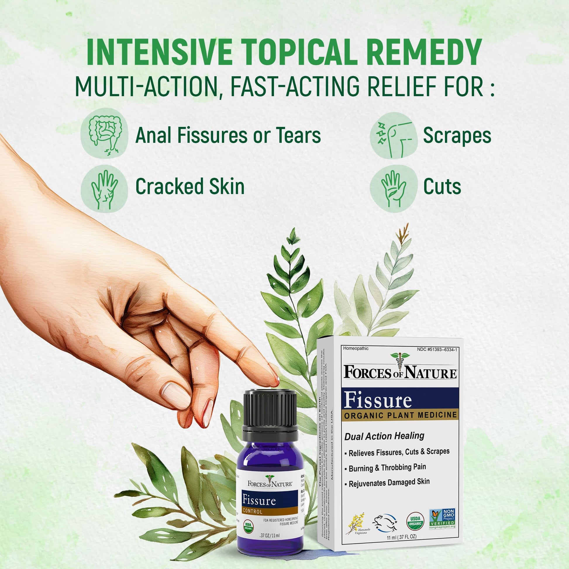 Forces of Nature Fissure Control, Organic Homeopathic Treatment with Witch Hazel for Anal Fissures, Hemorrhoid Related Irritation & Discomfort, Fast, Natural Topical Relief, 1 Fl Oz Forces of Nature uk supplements