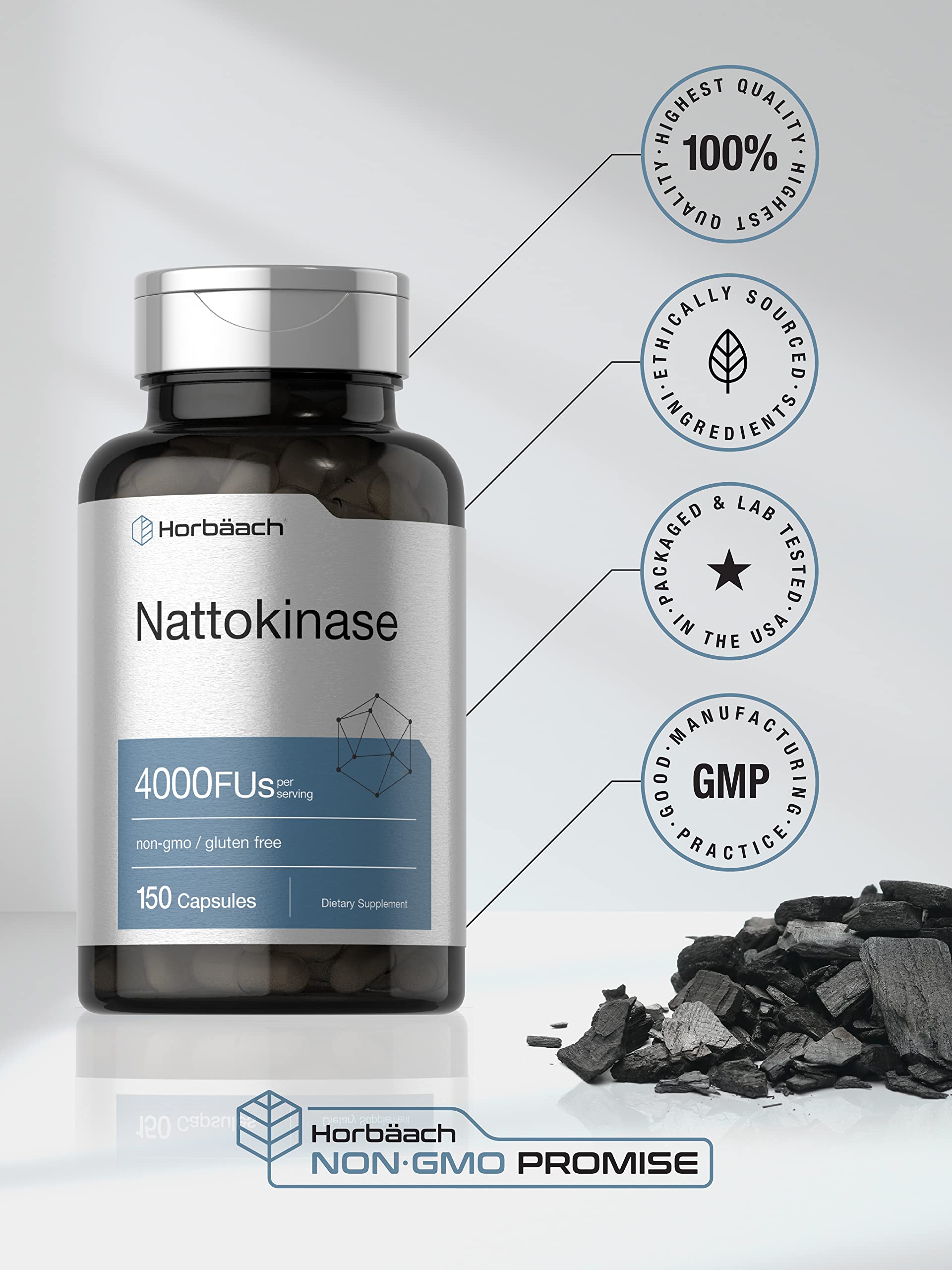 Nattokinase Supplement 4000 FU | 150 Capsules | Non-GMO, Gluten Free | by Horbaach Horbäach uk supplements