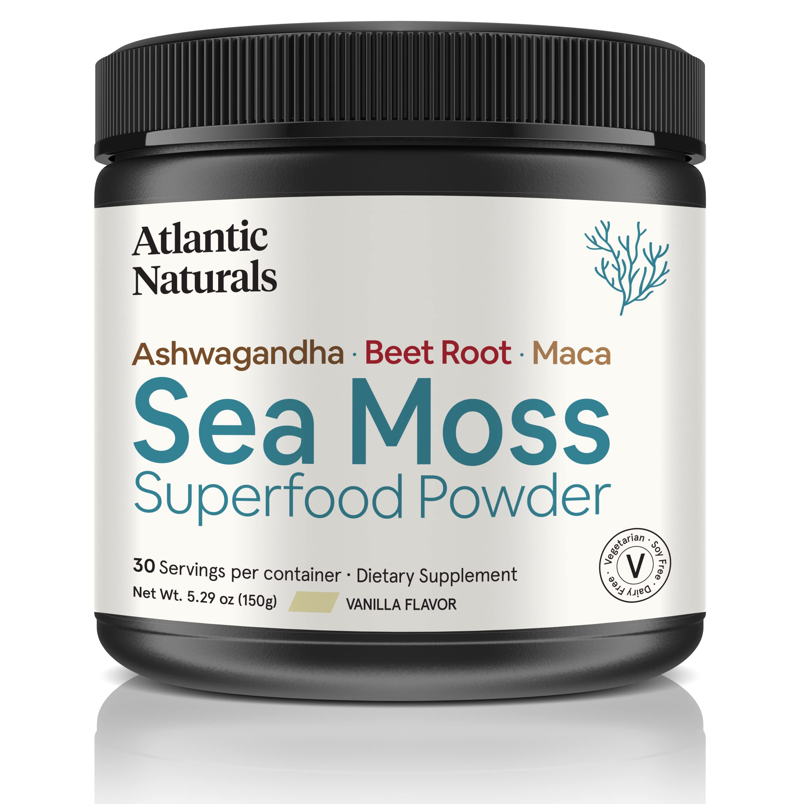Organic Sea Moss Superfood Powder with Ashwagandha, Beet Root, and Maca Atlantic Naturals uk supplements