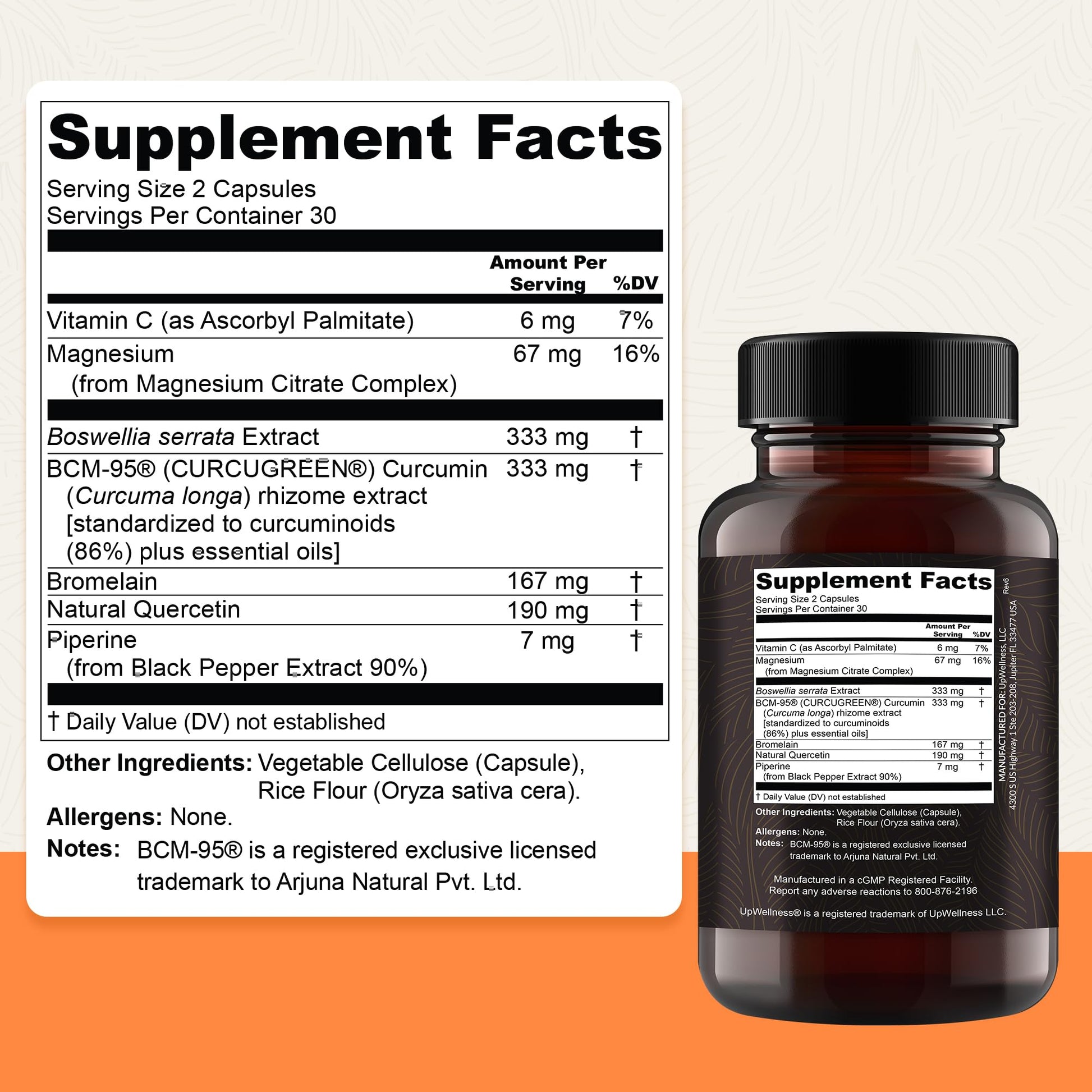 UpWellness Golden Revive + Joint Support Supplement Featuring Turmeric with Black Pepper, Quercetin, and Magnesium- Turmeric Boswellia Supplement - 6 Active Ingredients - 60 Capsules, 3 Pack UpWellness uk supplements