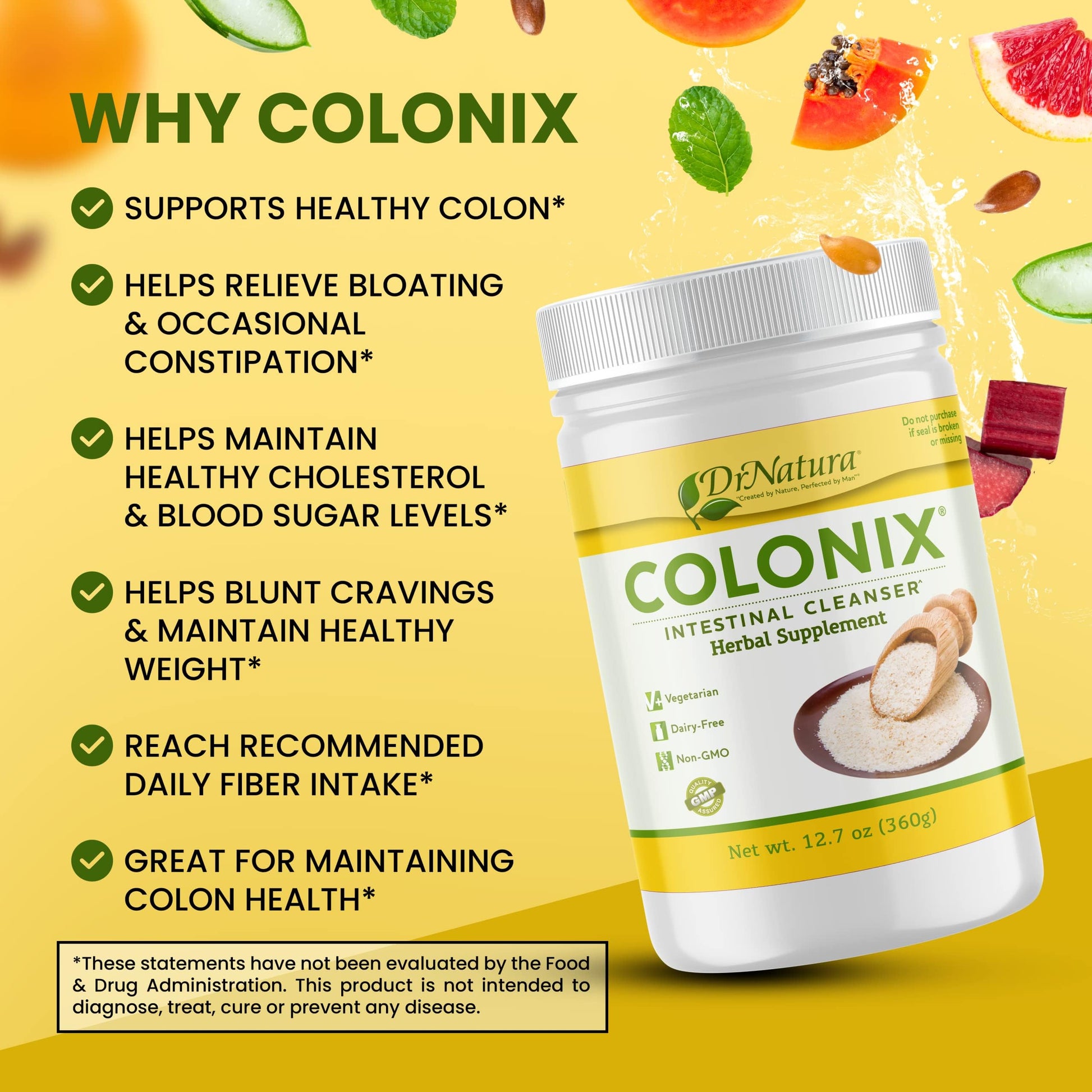 Dr Natura Colonix Intestinal Cleanser, All-Natural Daily Fiber, Colon Detox and Cleanse DrNatura uk supplements