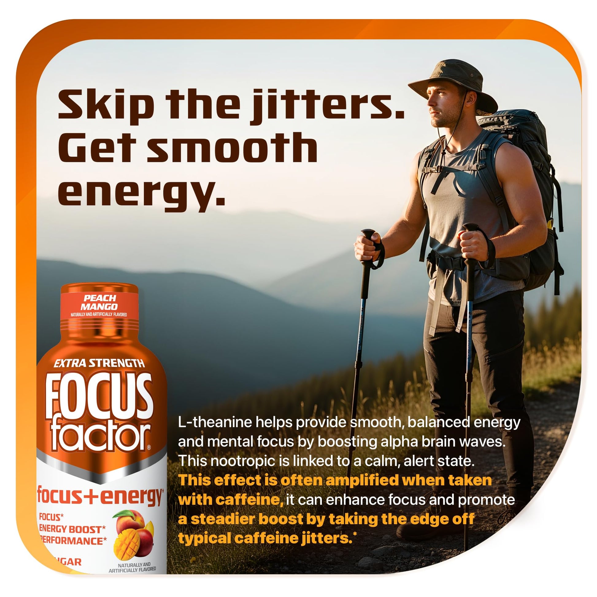 Focus Factor Extra Strength Focus + Energy Shots - 12 x 2oz Bottles (Peach Mango Flavor) - Powered by Nootropics with Caffeine, L-Theanine, Ginkgo, Bacopa, L-Tyrosine, Alpha GPC Focus Factor uk supplements