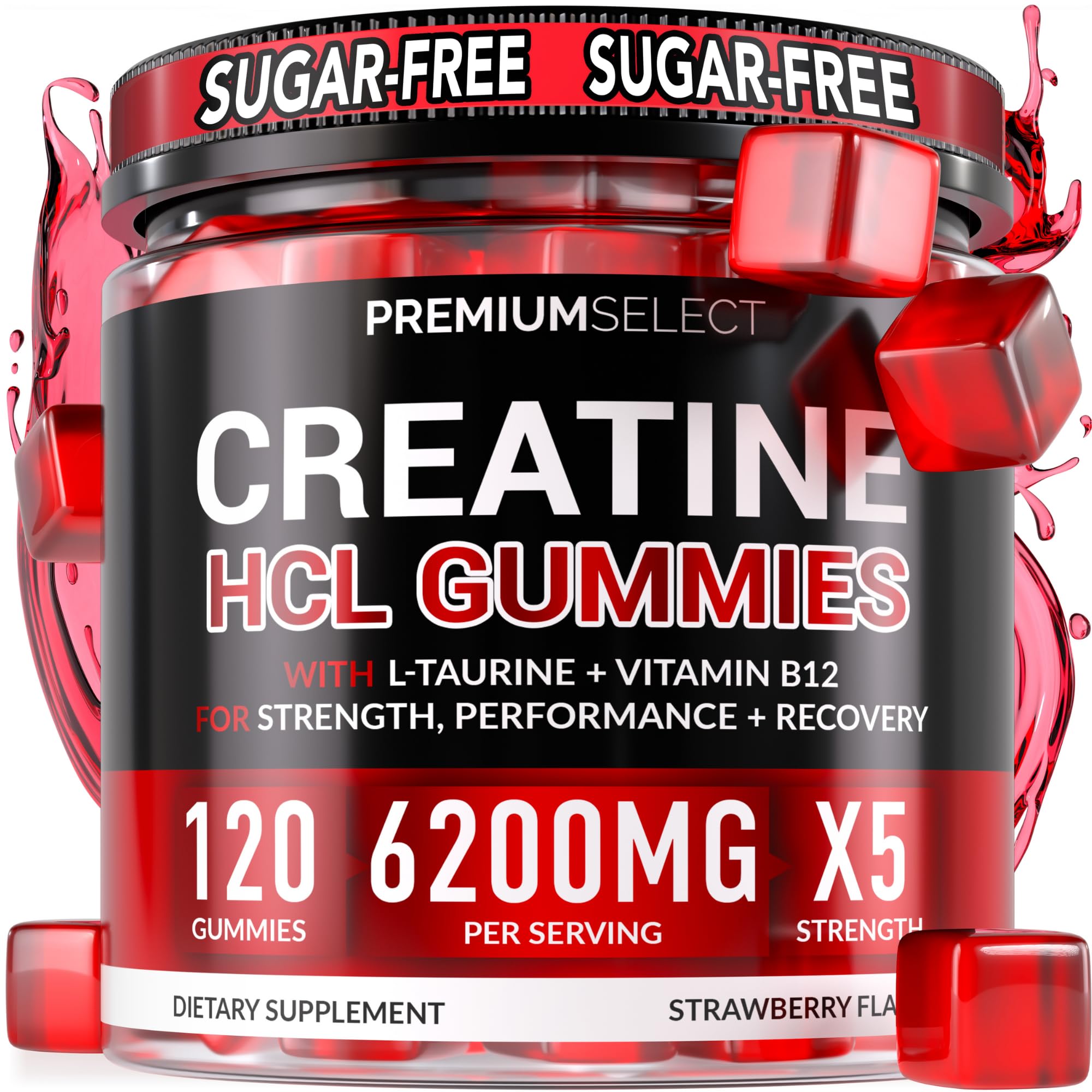 Creatine HCL for Adults 120 Gummies 6200mg - HCL Creatine Advanced Complex with L-Taurine + Vitamin B12 for Men & Women Muscle Strength & Builder, Energy Boost, Premium Select Nutrition uk supplements