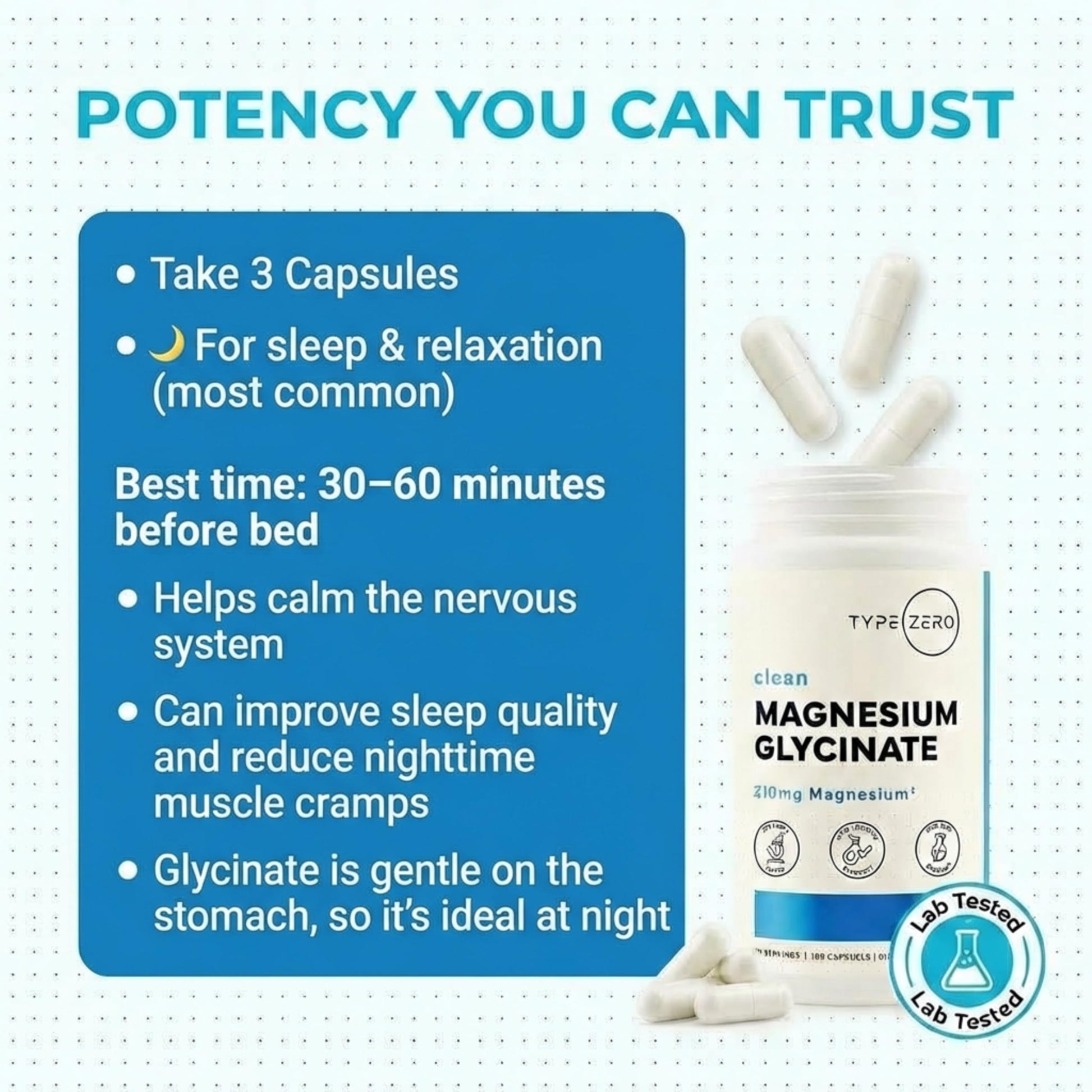 Type Zero Magnesium Glycinate (210mg | 180 Capsules) Pure, Non-GMO, Gluten Free, Natural High Absorption Magnesium Supplement Type Zero uk supplements