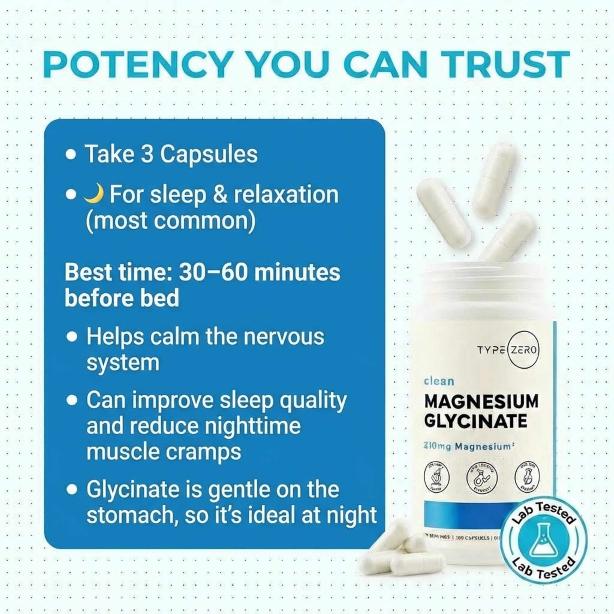 Type Zero Magnesium Glycinate (210mg | 180 Capsules) Pure, Non-GMO, Gluten Free, Natural High Absorption Magnesium Supplement Type Zero uk supplements
