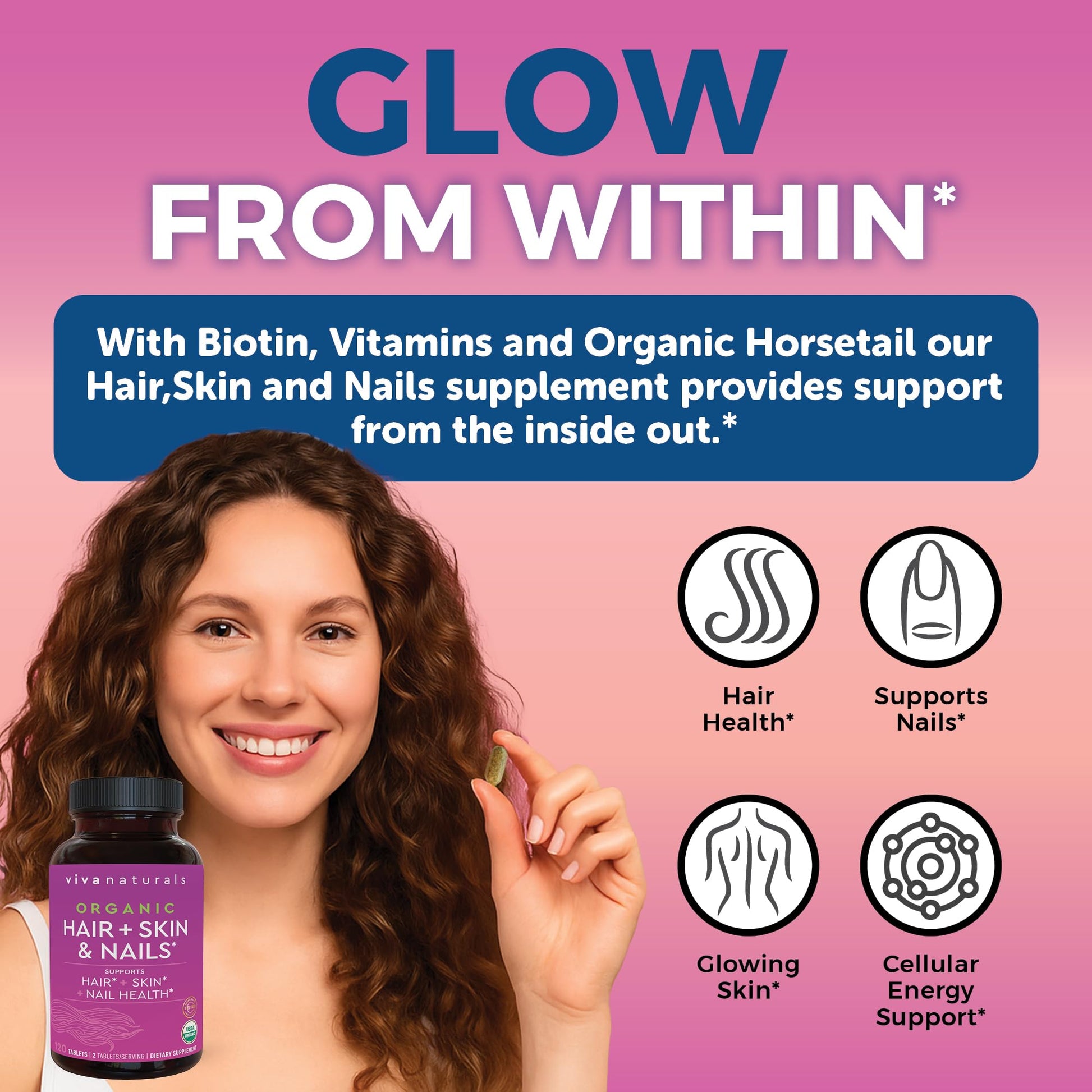 Biotin 5000 mcg Hair Skin Nails Vitamins for Women – Organic and Vegetarian-Friendly Supplement with Vitamin E, B-Vitamins, Spirulina Viva Naturals uk supplements