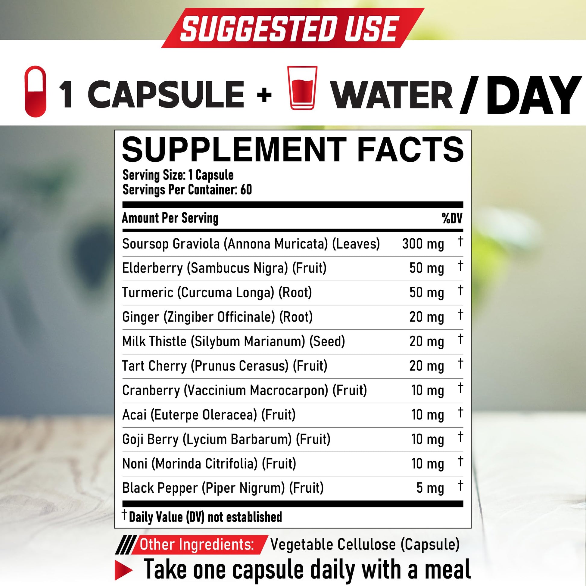 DEDICAD 11in1 Graviola Soursop Capsules - Blended with Elderberry, Turmeric, Ginger, Milk Thistle, Cranberry & More - Support Positive Mood, Immune System & Body Management DEDICAD uk supplements