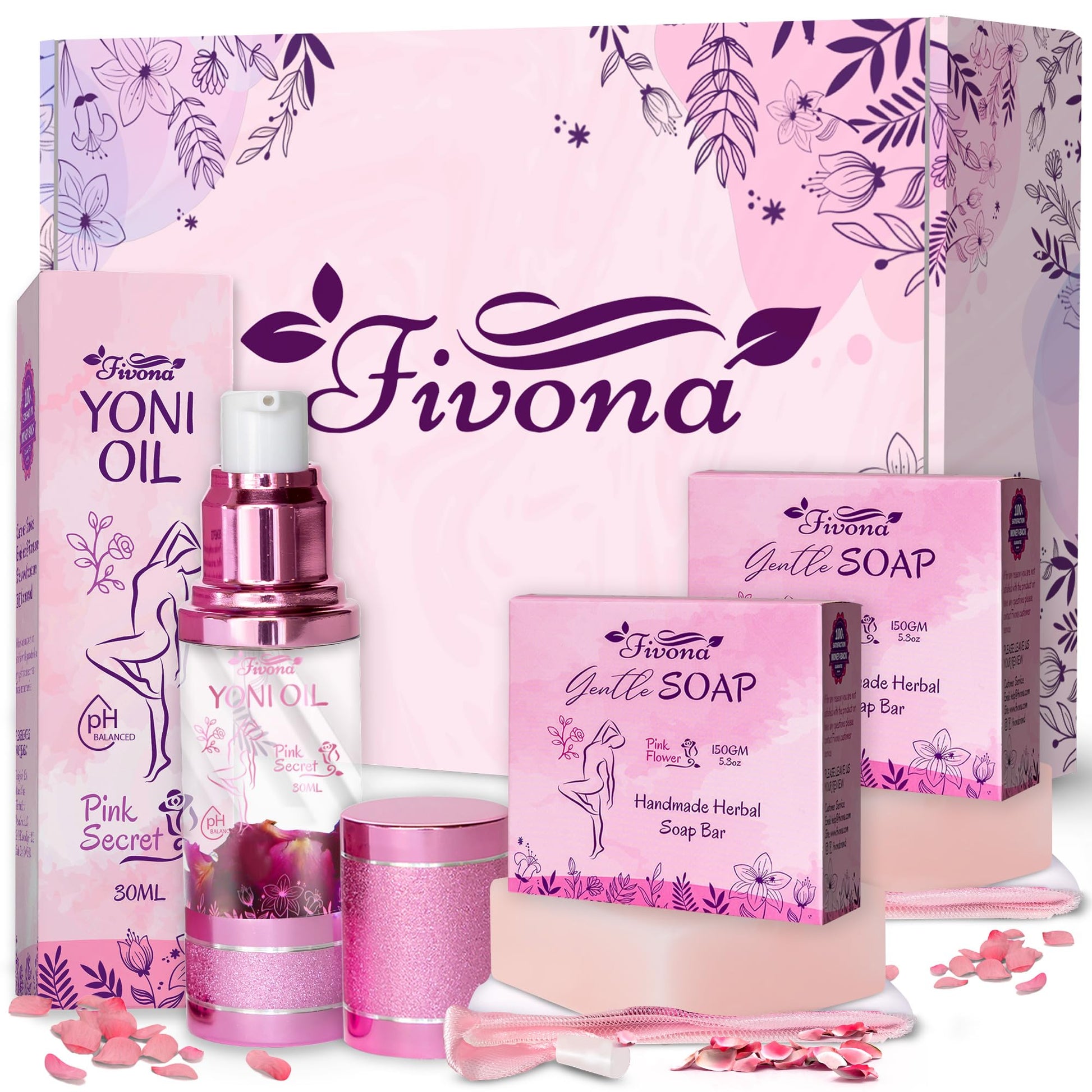 FIVONA 3 in 1 Set of Yoni Oil with 2 Yoni Soap Bars - Feminine pH Balanced Natural Vaginal Oil 30 ml FIVONA uk supplements