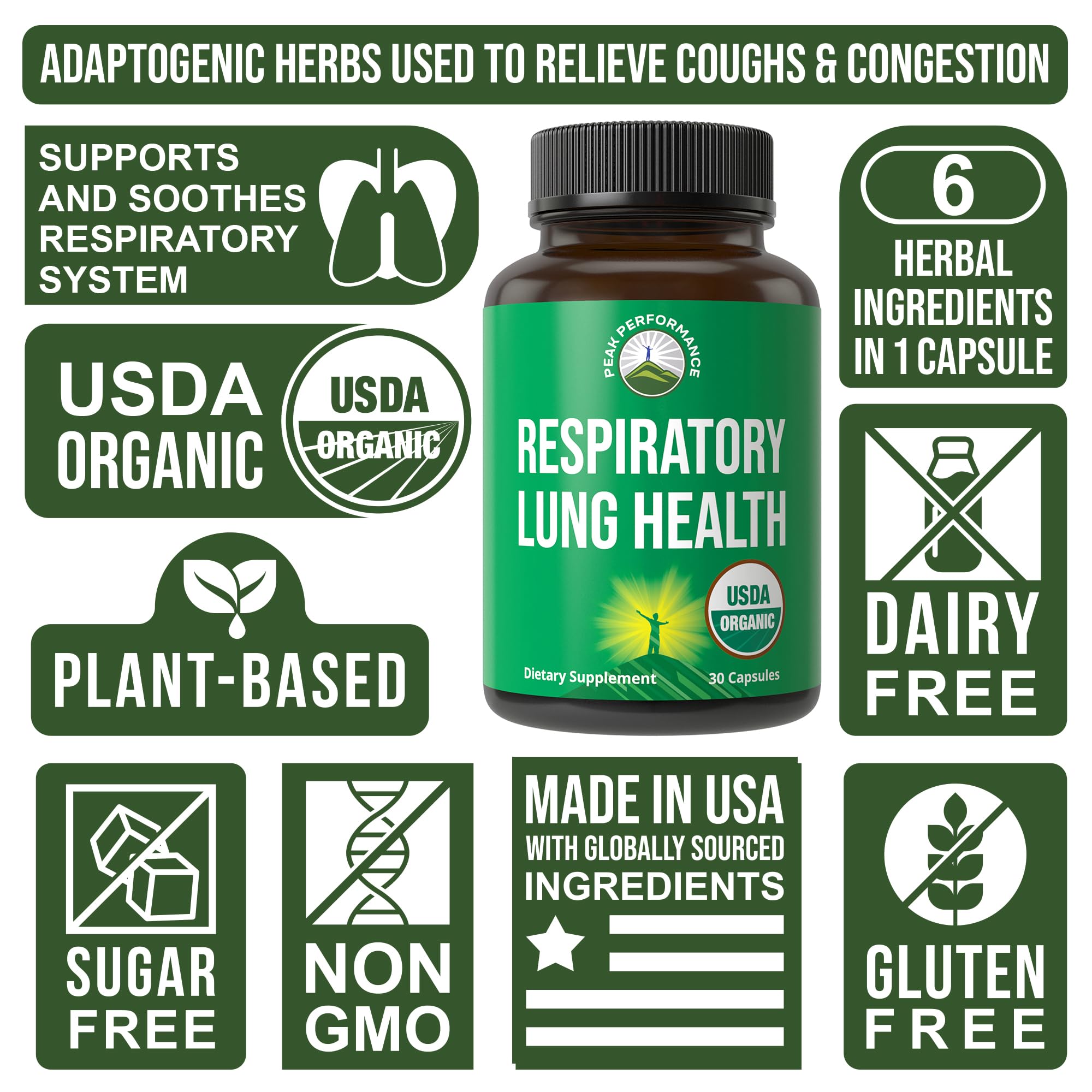 USDA Organic Lung Detox for Smokers and Non Smokers with 6 Top Ingredients. Mullein Leaf, Marshmallow Root, Calendula. Lungs Cleanse for Better Respiratory Health. Lung Support Capsules Supplement Peak Performance uk supplements