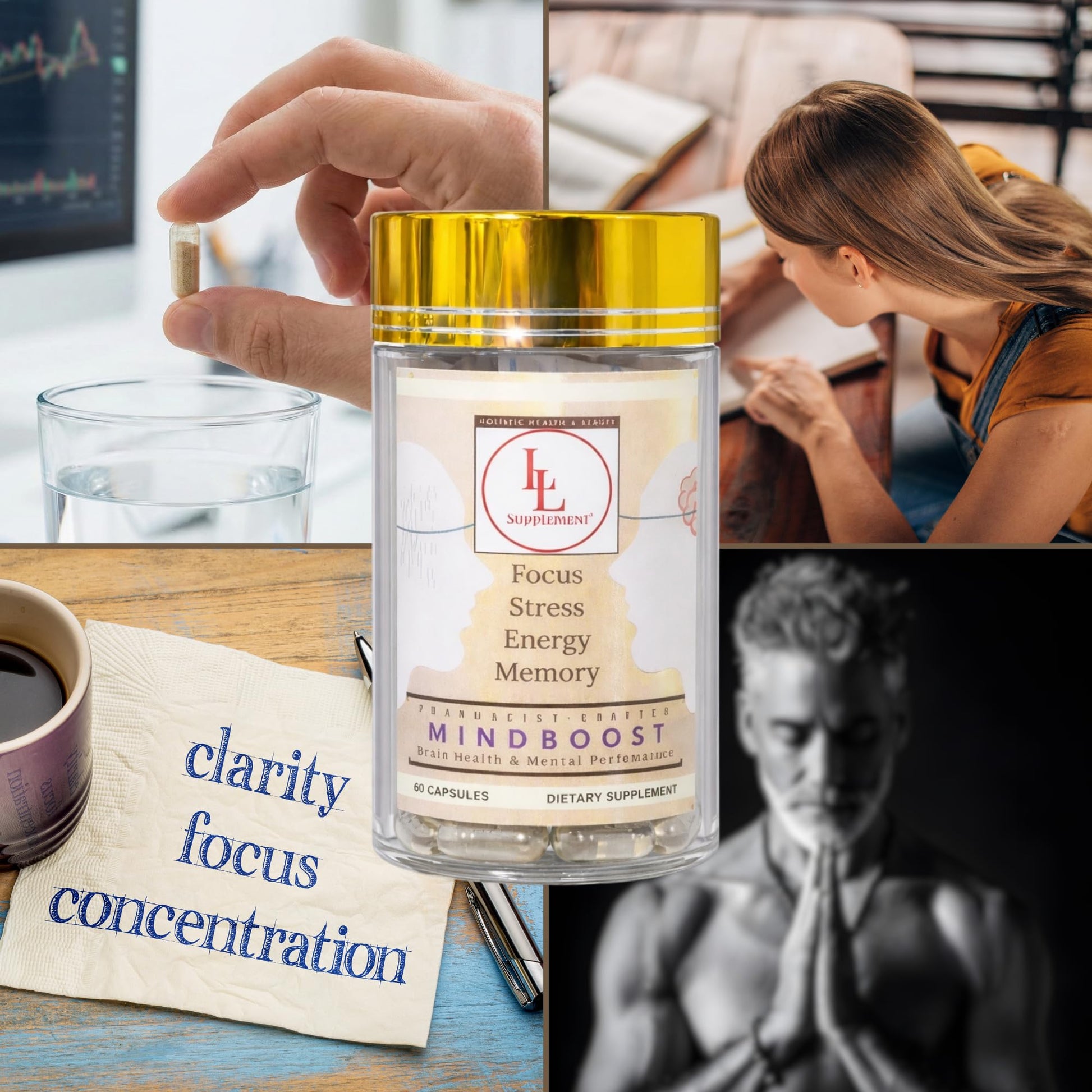 LL Supplement MindBoost Nootropic Brain & Focus Supplement – Lion’s Mane, B Vitamins & Alpha Lipoic Acid – Pharmacist Formulated – Gold Cap Edition – 60 Capsules L & L Supplement uk supplements