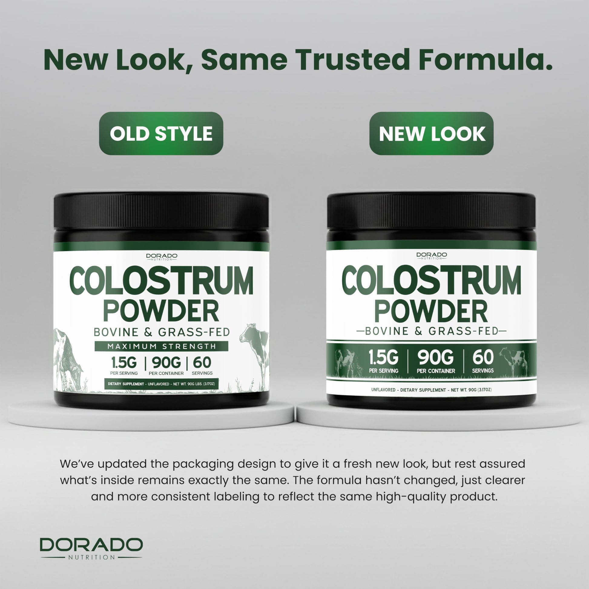 Colostrum Supplement Powder 90g (60 Servings of 1.5g Pure Bovine Colostrum Std. to Contain 20% IgG Immunoglobulins) Grass Fed Powder - No Fillers, Third Party Tested, Unflavored & Non-GMO DORADO NUTRITION uk supplements
