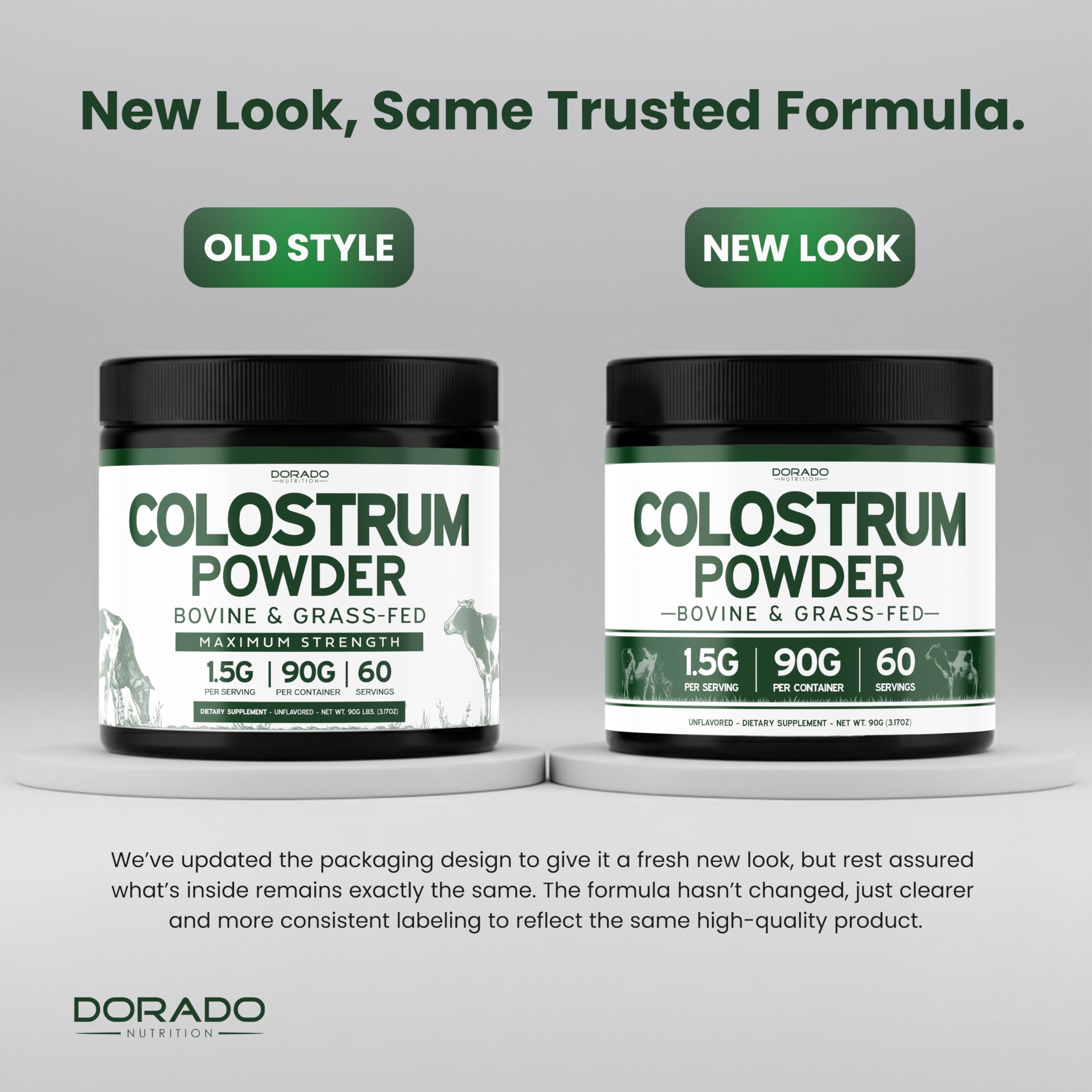 Colostrum Supplement Powder 90g (60 Servings of 1.5g Pure Bovine Colostrum Std. to Contain 20% IgG Immunoglobulins) Grass Fed Powder - No Fillers, Third Party Tested, Unflavored & Non-GMO DORADO NUTRITION uk supplements