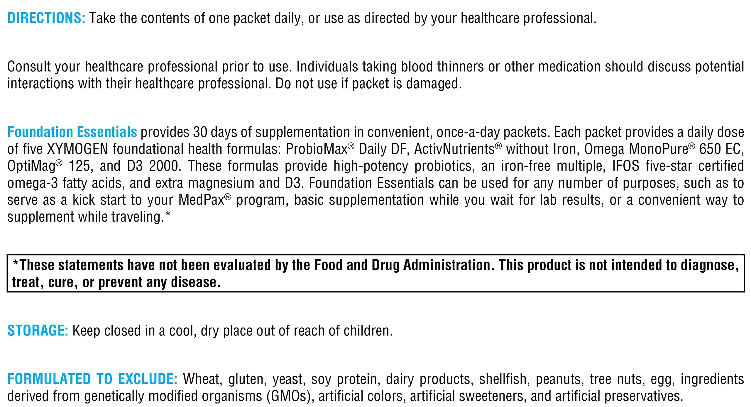 XYMOGEN Foundation Essentials - Daily Supplement Packets for Overall Health - Fish Oil, Magnesium & Probiotics - Travel-Friendly - Gluten-Free & Non-GMO - 30 Packets XYMOGEN uk supplements