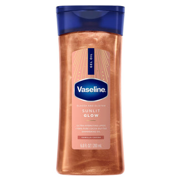 Vaseline Glazed and Glisten Sunlit Glow Body Gel Oil Vanilla Cocoa Shimmering with Ultra-Hydrating Lipids