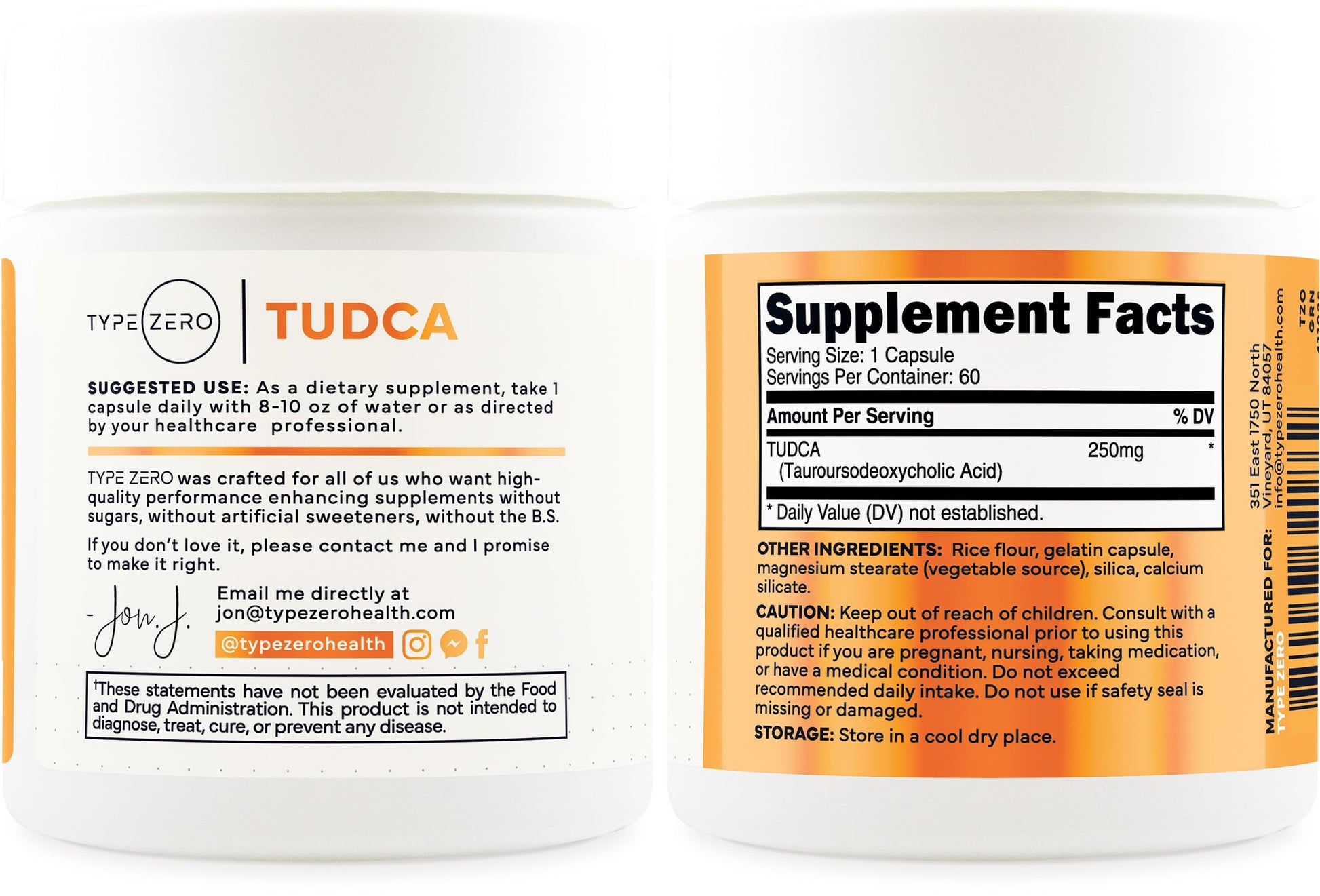 Type Zero Clean TUDCA Capsules 250mg - Pure Tauroursodeoxycholic Acid Supplement - Bile Salt Derivative - 60 Capsules, 60 Servings Type Zero uk supplements