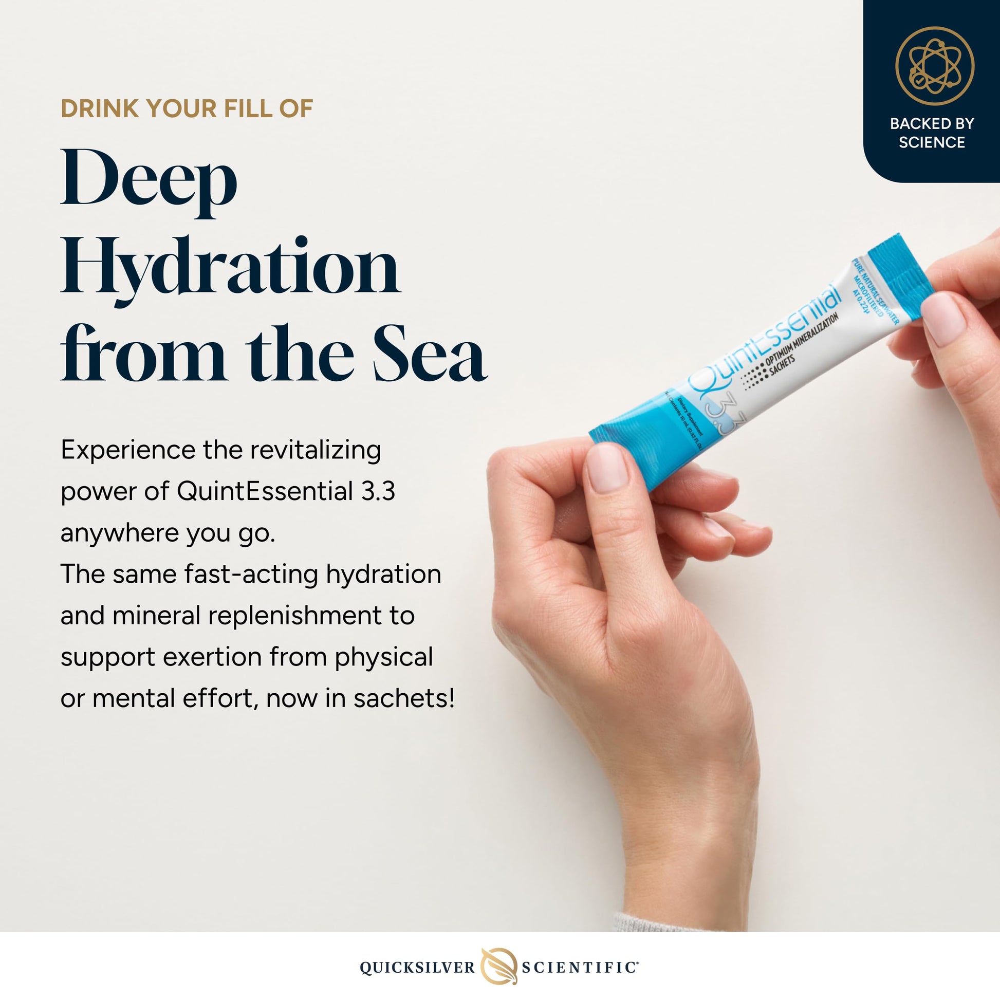 Quicksilver Scientific Quintessential 3.3 Sachets - Hypertonic Solution - Filtered Sea Water Hydration Packets - Liquid Minerals for Muscle Recovery, Stamina + Mineral Replenishment (30 Count) Quicksilver Scientific uk supplements