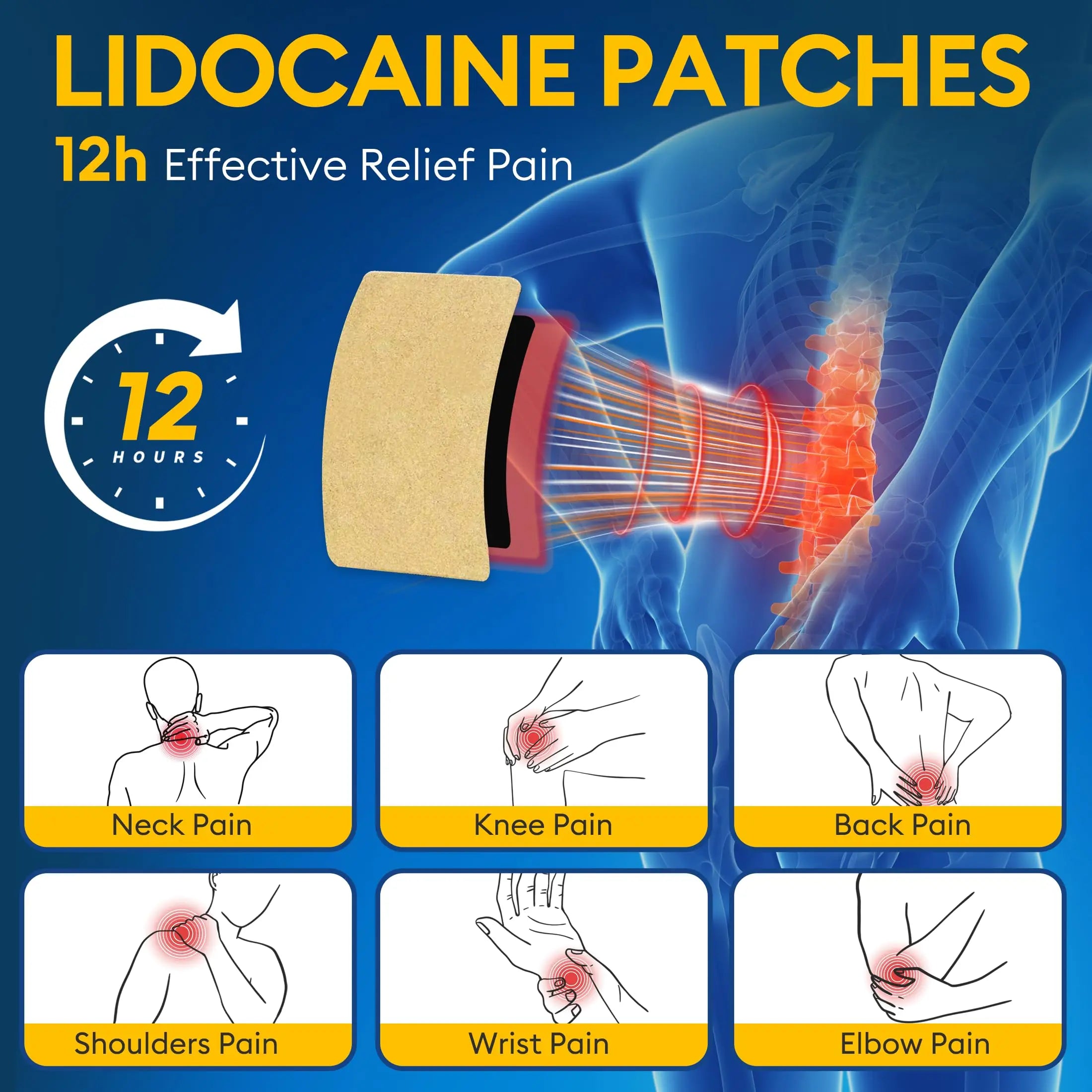 SZLGANG 4% Lidocaine Pain Relief Patches - (Large, 35, Count) Maximum Strength Relief for Back, Neck, Shoulder, Joint & Muscle Pain, 3.9”x 5.5”-03277 SZLGANG uk supplements