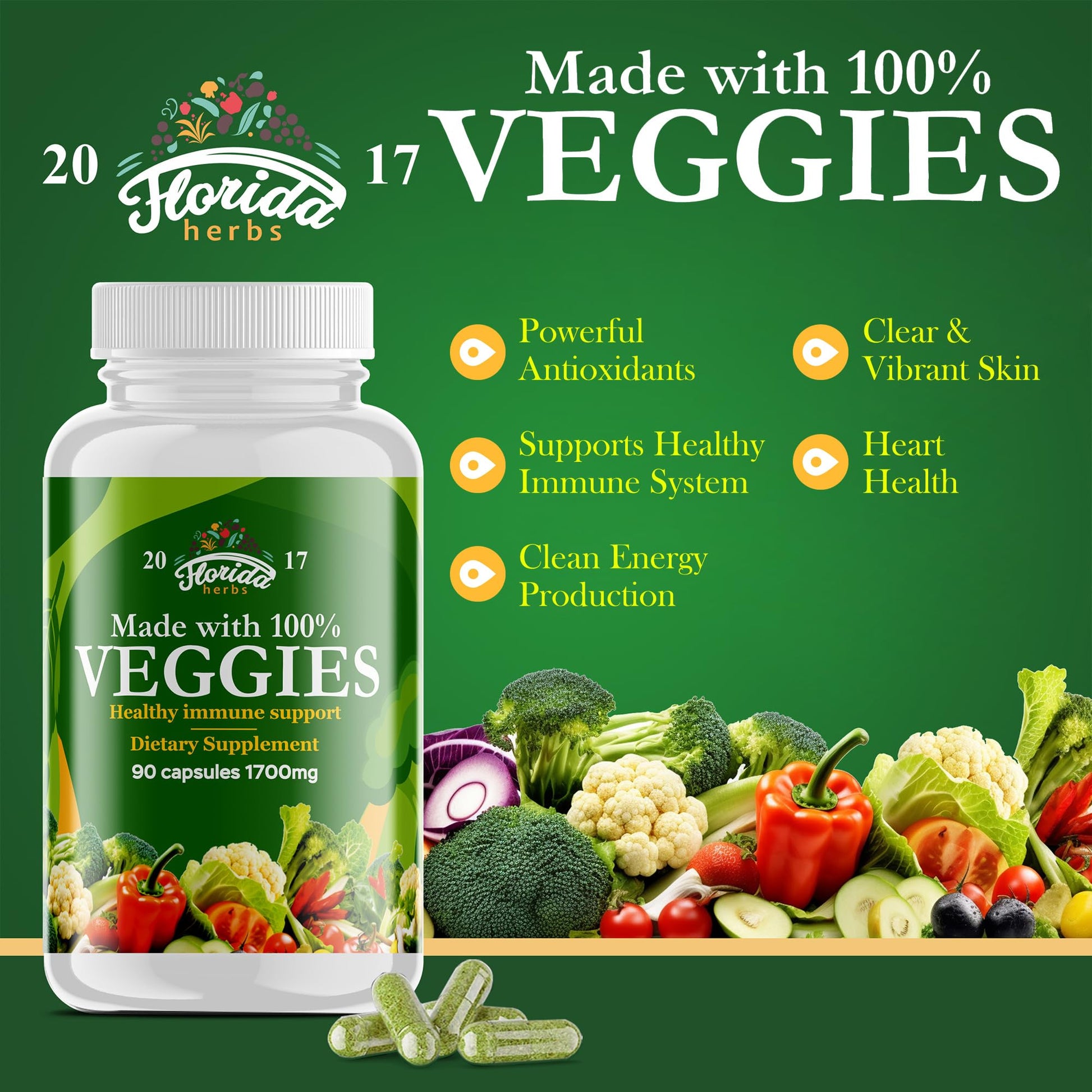 Fruits and Vegetables Supplement - 90 Fruit and 90 Veggie Capsules - Nature Vitamins, Balance of Fruits and Veggies Supports Energy Balance, Soy Free, Vegan Capsules - 90 Count (Pack of 2) FLORIDA HERBS uk supplements