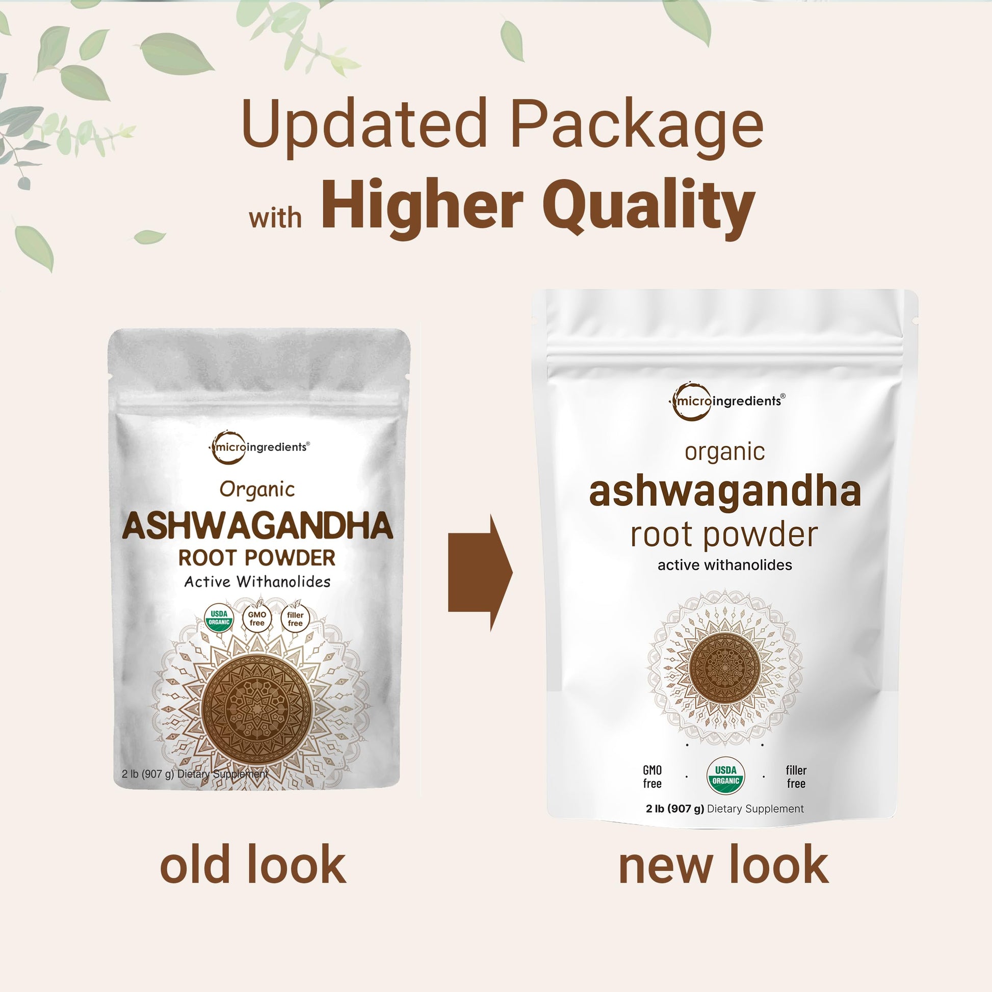 Micro Ingredients Organic Ashwagandha Root Powder | 2 Pound, No Filler, No Additives, Highly Purified | Active Withanolides, Adaptogenic Ayurvedic Herbal Supplements, Gluten Free, India Origin Micro Ingredients uk supplements