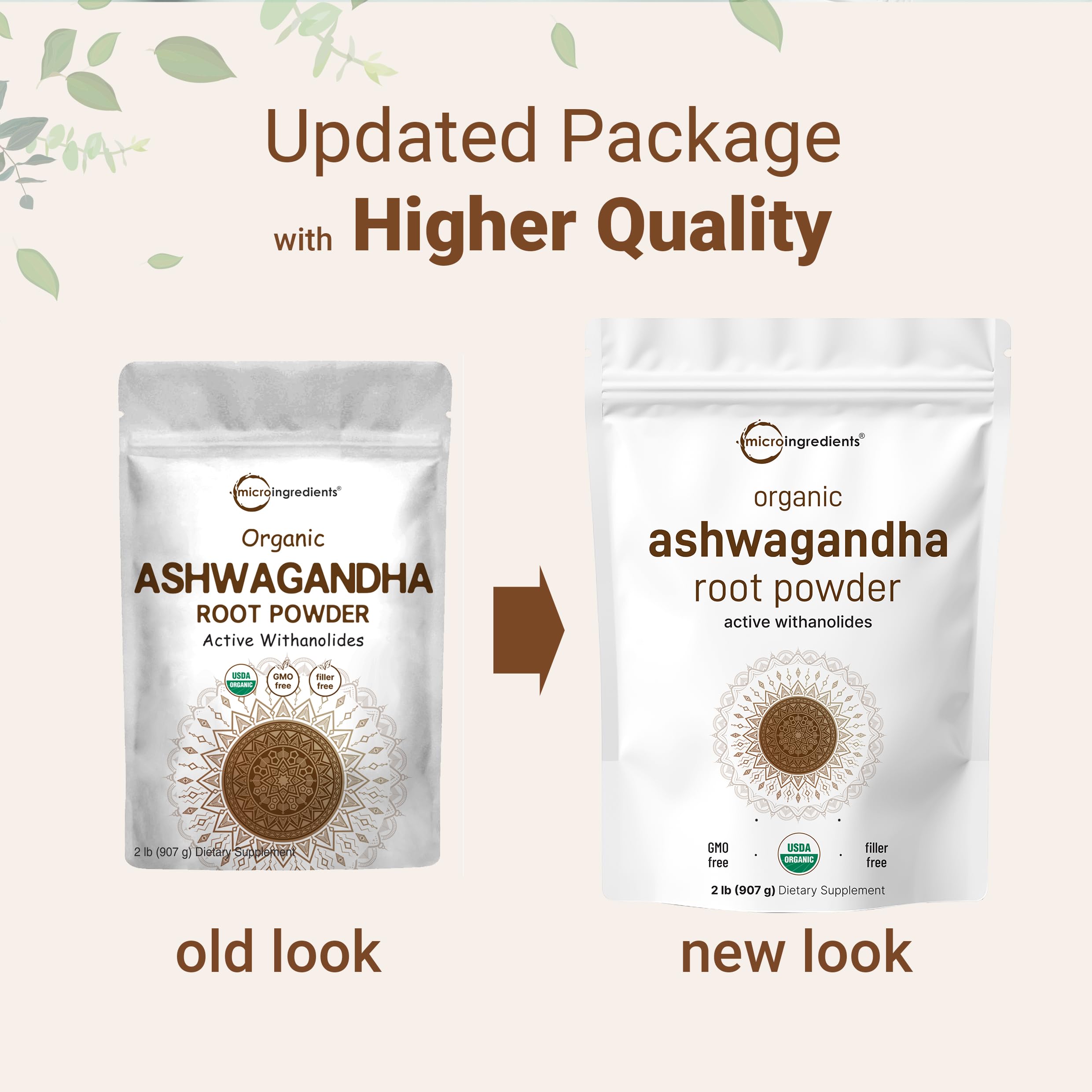 Micro Ingredients Organic Ashwagandha Root Powder | 2 Pound, No Filler, No Additives, Highly Purified | Active Withanolides, Adaptogenic Ayurvedic Herbal Supplements, Gluten Free, India Origin Micro Ingredients uk supplements