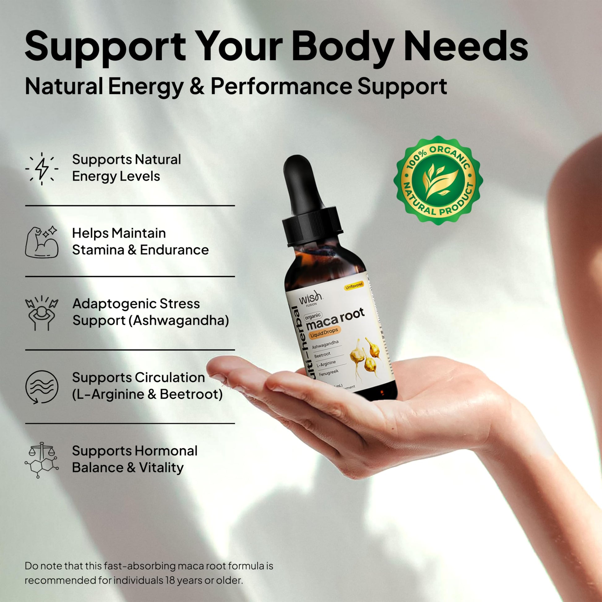 Wish Fusion Maca Root Liquid Drops 2 Pack Organic Maca Root Drops for Energy Support Hormone Balance, Mood Maca Root, Ashwagandha & Tongkat Ali Blend, Liquid Maca Root Extract Fenugreek & Beetroot Wish Fusion uk supplements