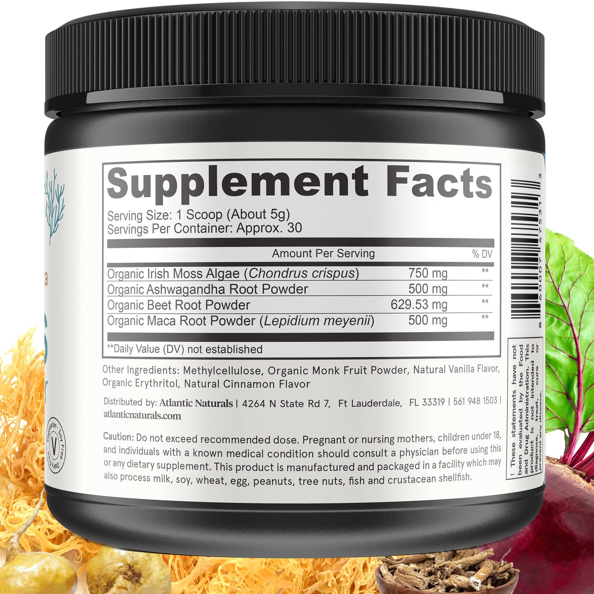 Organic Sea Moss Superfood Powder with Ashwagandha, Beet Root, and Maca Atlantic Naturals uk supplements