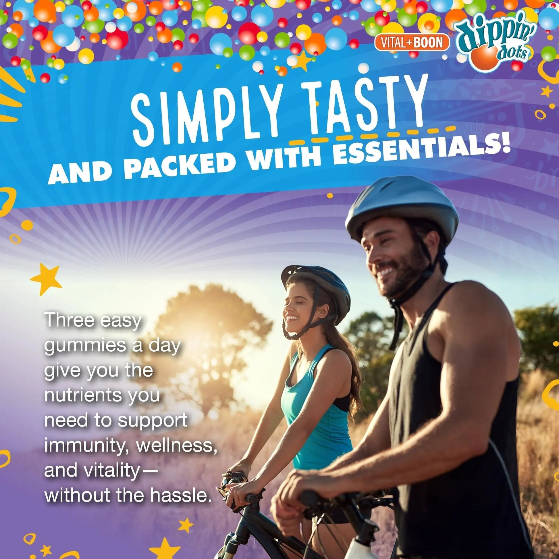 Vital+Boon Dippin' Dots - Multivitamin Gummies for Adults - Gummy Vitamins with Vitamin A, B6, C, D3, E & Folic Acid - Vegetarian Vital+Boon uk supplements