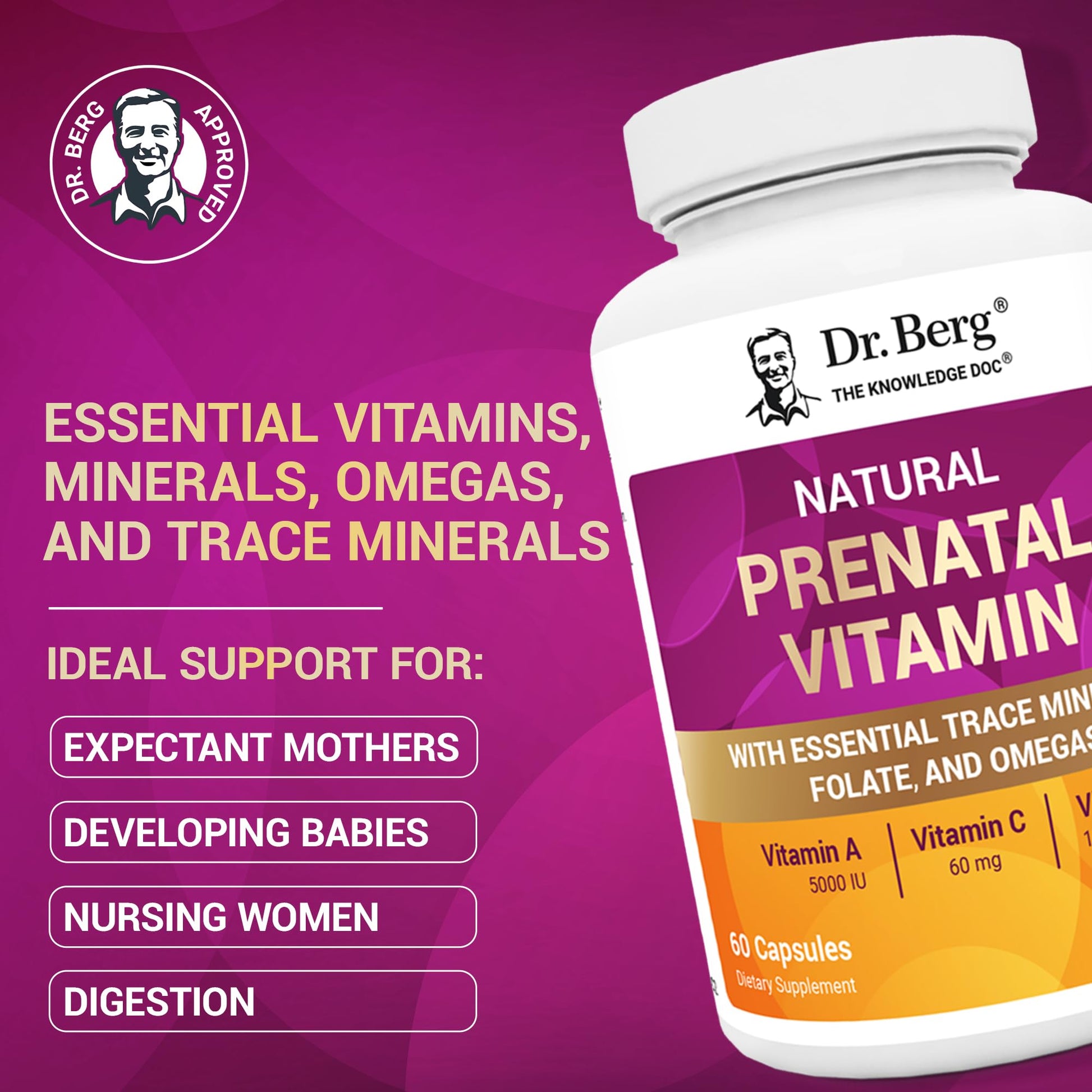 Dr. Berg Natural Prenatal Vitamins for Women (Pregnant & Nursing) - Prenatal Vitamins with Folate, Vitamins, Minerals, Omegas, &11 Powerful Superfoods - Womens Prenatal Multivitamin - 60 Capsules Dr. Berg Nutritionals uk supplements